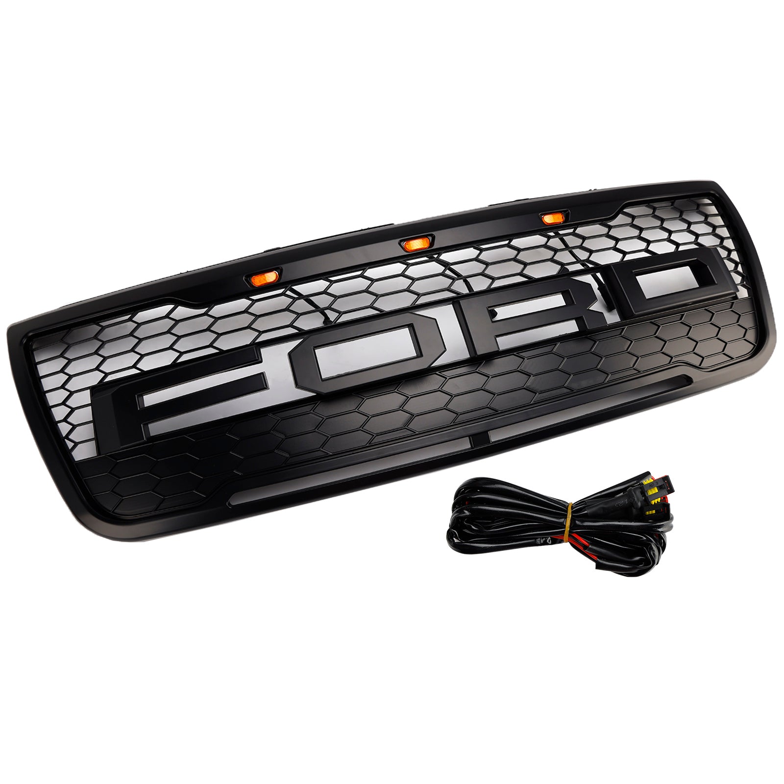 Rejilla de parachoques superior delantero compatible con Ford Explorer 2012-2015 con luces grises