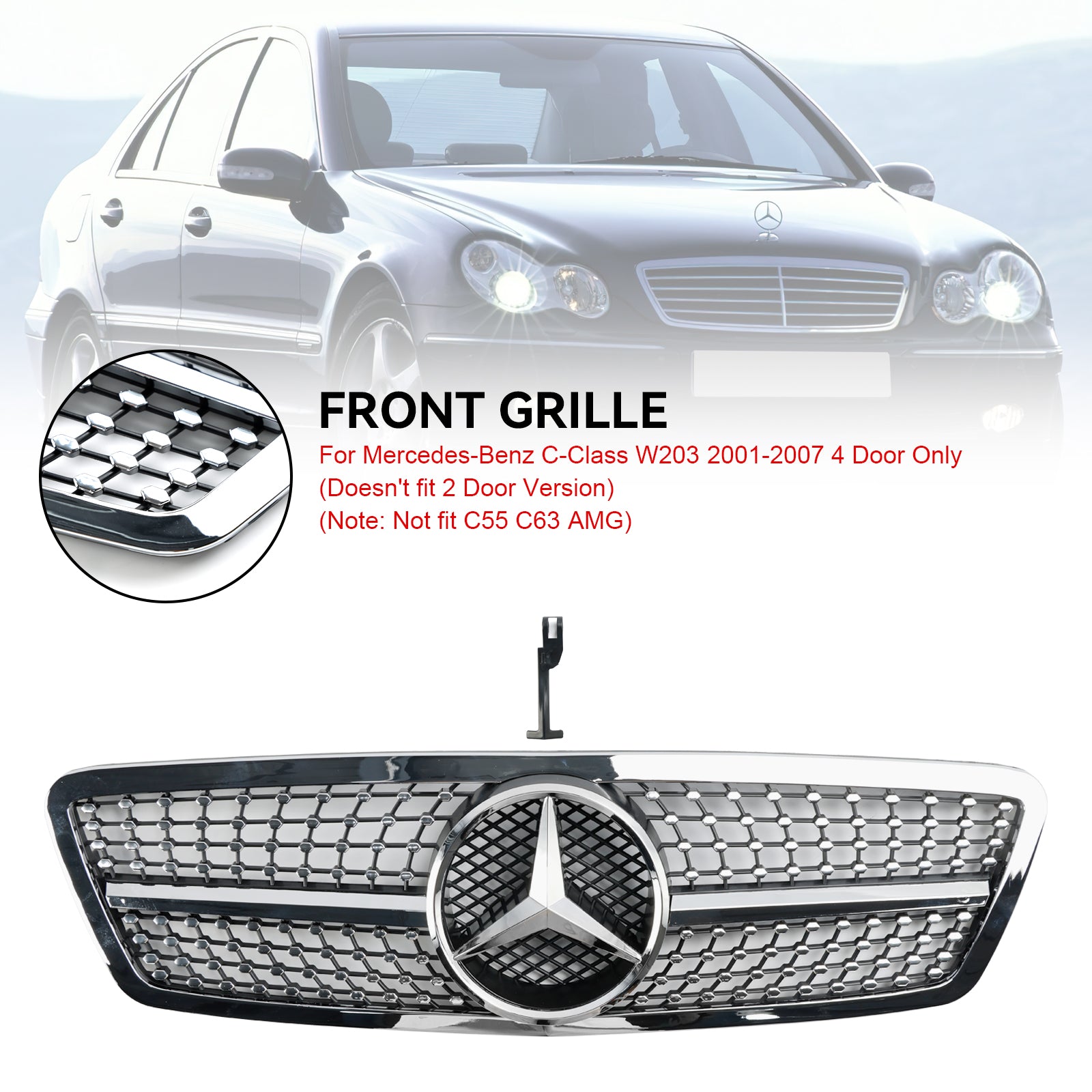 Mercedes uit 2001-2007 W203 C230 C320 C240 Voorbumper Nier Grille Grille