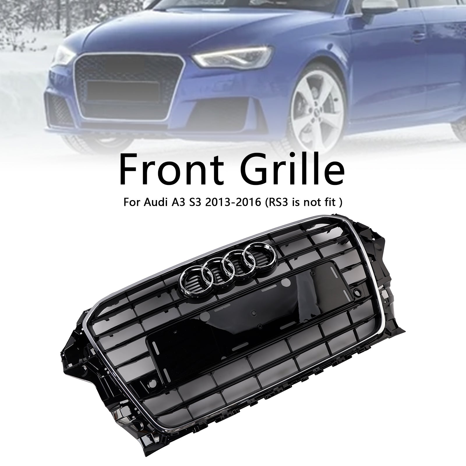 2013 2014 2015 2016 Audi A3 S3 S3 Style Front Bumper Grille Grill 8V3853651 Chrome