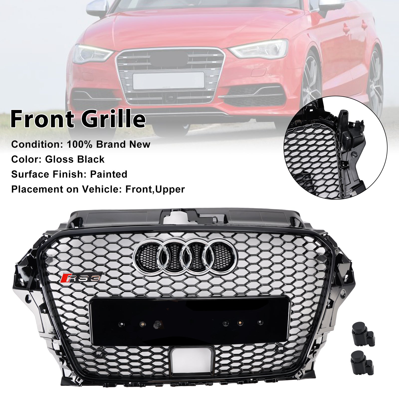 2013-2016 Audi A3 8V1/Sline/S3 met ACC RS3-stijl voorbumpergrille