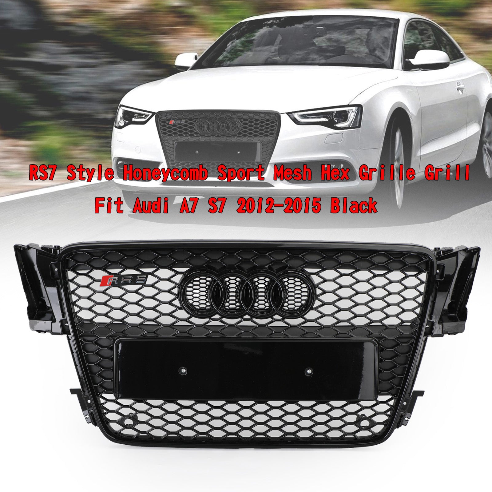 2008-2012 Audi A5 S5 B8 RS5 Style Hood Henycomb Sport Mesh Grill Grill
