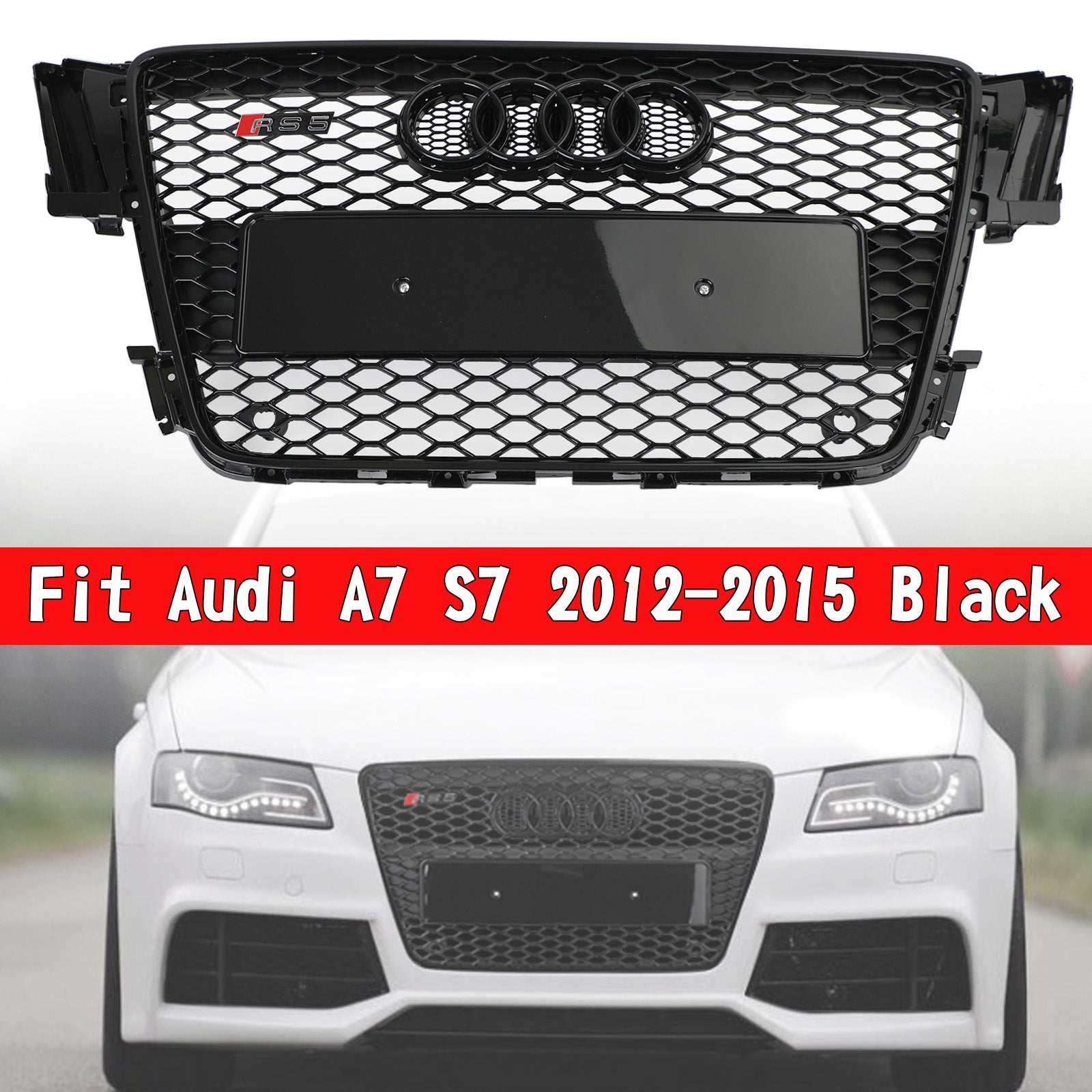 2008-2012 Audi A5 S5 B8 RS5 Style Hood Henycomb Sport Mesh Grill Grill