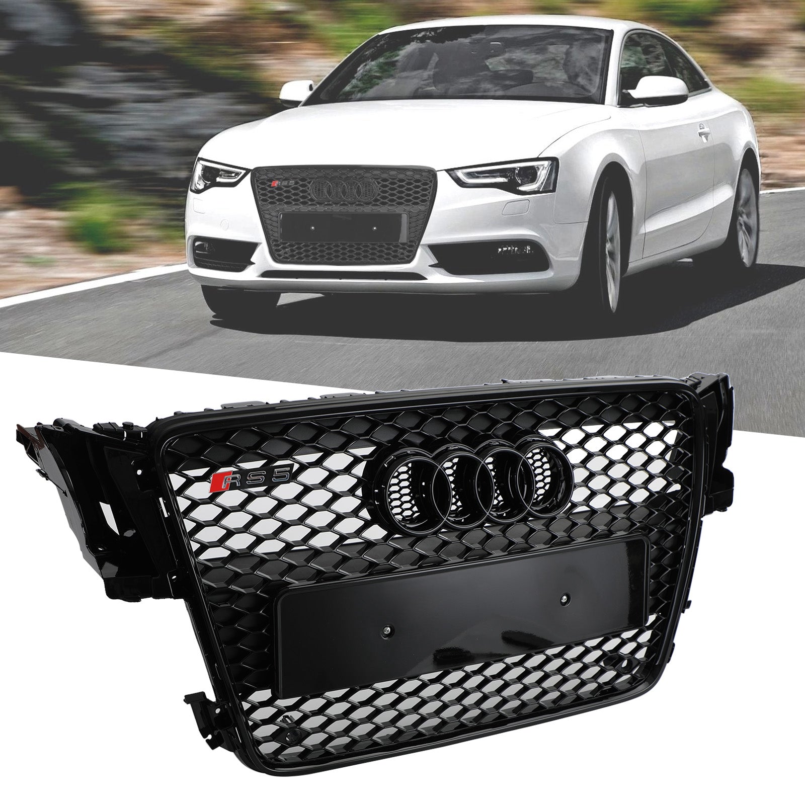 2008-2012 Audi A5 S5 B8 RS5 Style Hood Henycomb Sport Mesh Grill Grill