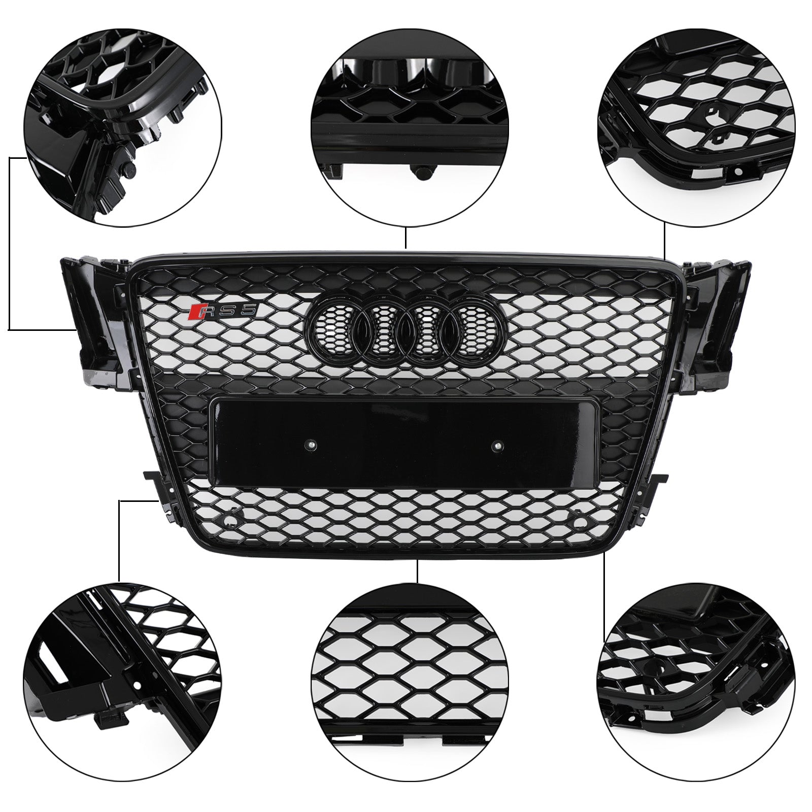 2008-2012 Audi A5 S5 B8 RS5 Style Hood Henycomb Sport Mesh Grill Grill