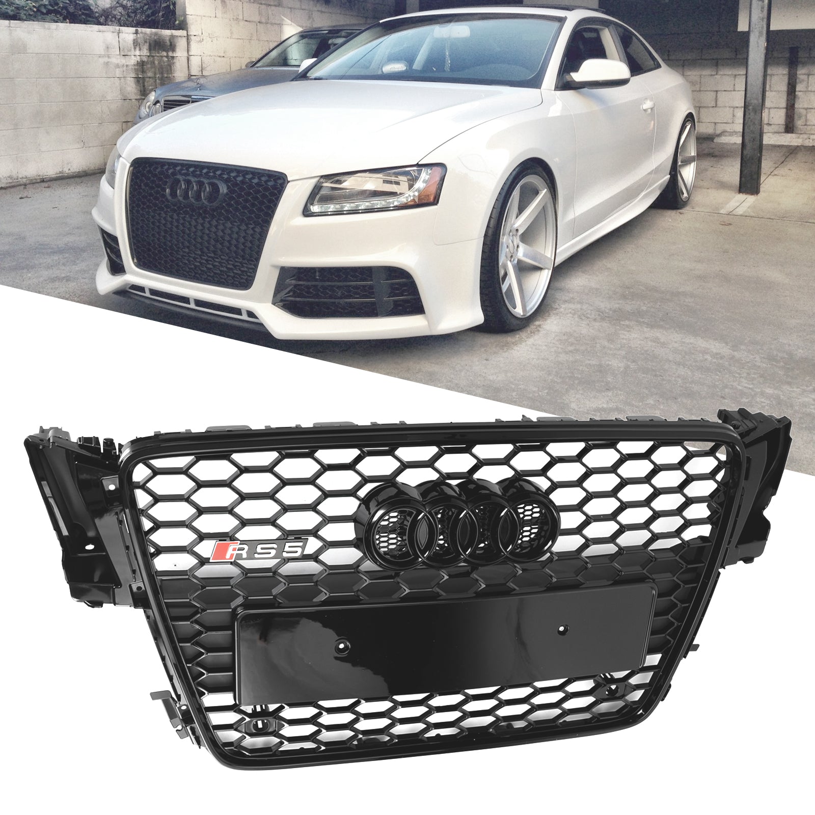 2008-2012 Audi A5 S5 B8 RS5 Style Hood Henycomb Sport Mesh Grill Grille
