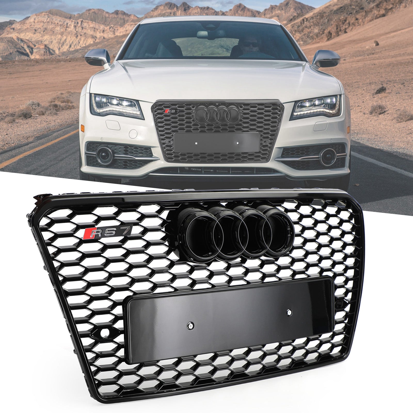 2012-2015 Audi A7/S7 RS7 Honeycomb Sport Mesh Hex Grille Grill Black