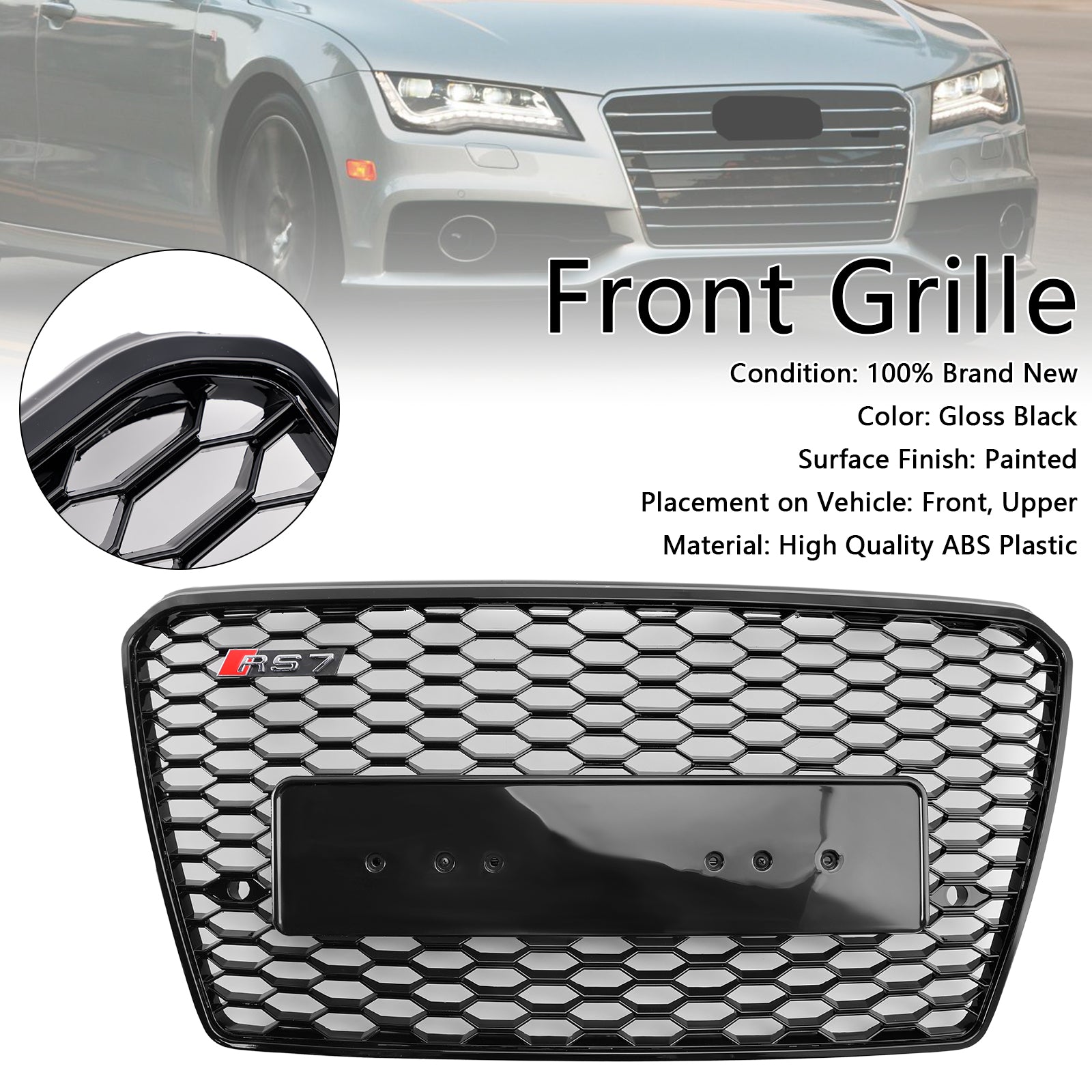 2012-2015 Audi A7 S7 Pré-Facelift RS7 Style Honeycomb Sport Mesh Hex Grill Grille