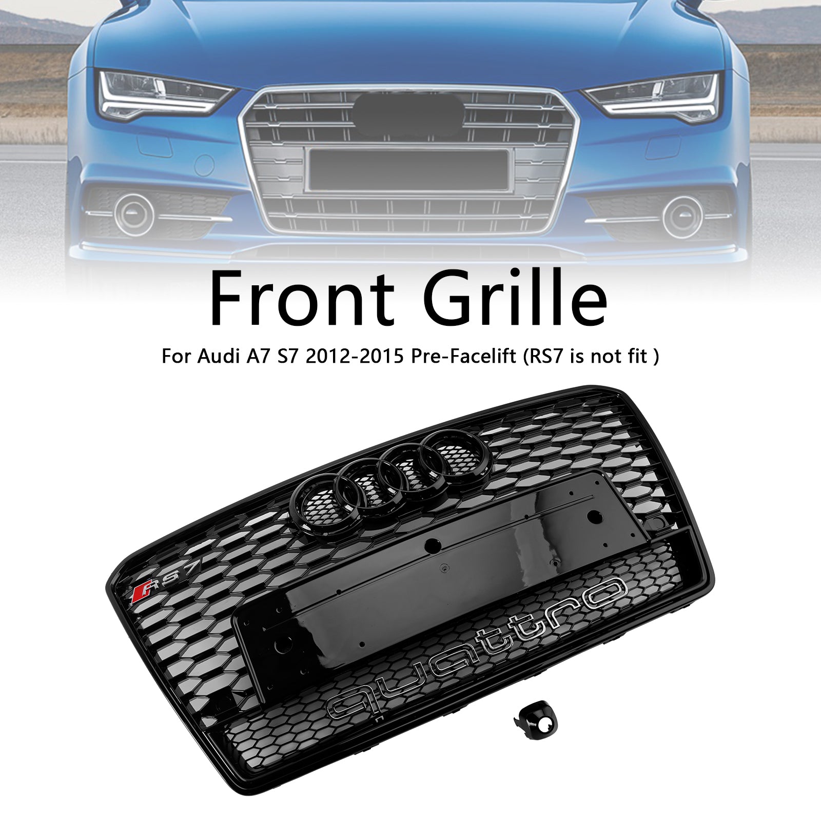 Audi A7/S7 2012-2015 RS7 Style Honeycomb Mesh Front Grille Grill Black