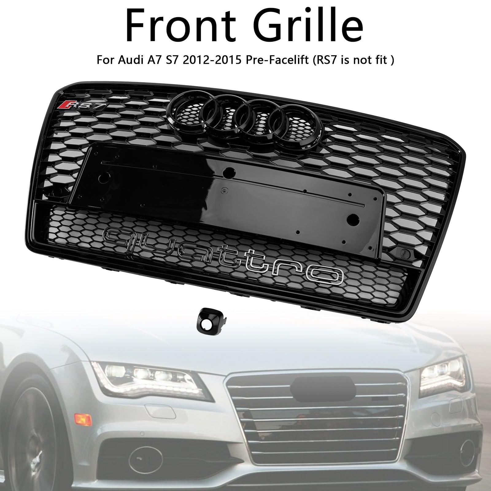 Audi A7/S7 2012-2015 RS7 Style Honeycomb Mesh Front Grille Grill Black