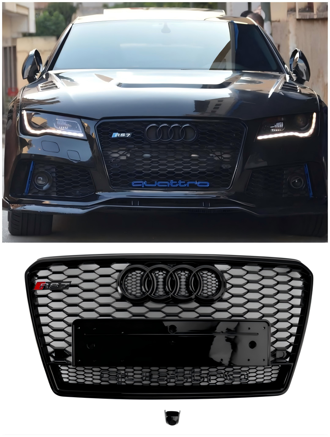Audi A7/S7 2012-2015 RS7 Style Honeycomb Mesh Front Grille Grill Black