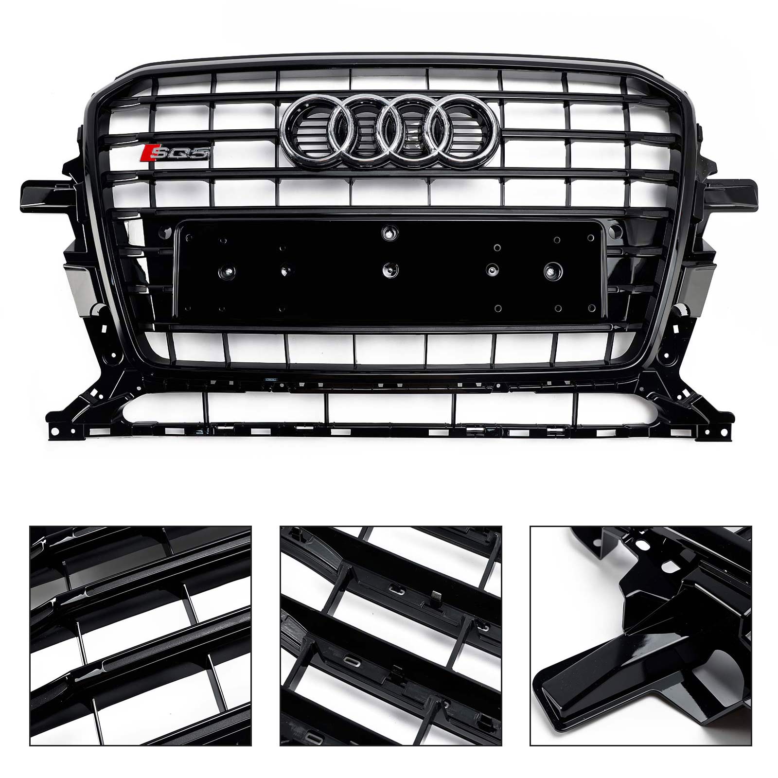 2013-2017 Audi Q5 SQ5 8R Svart RSQ5 Style Honeycomb Mesh Sport Hex Grill