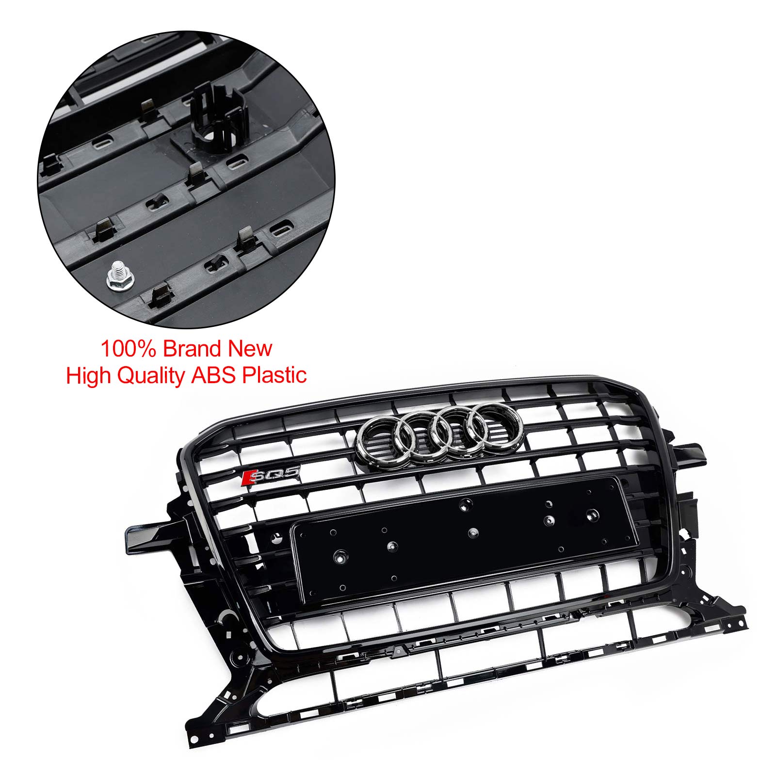 2013-2017 Audi Q5 SQ5 8R Svart RSQ5 Style Honeycomb Mesh Sport Hex Grill