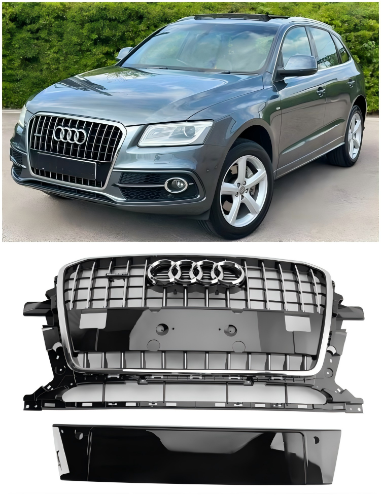 2013-2017 Audi Q5 SQ5 8R Chrome Front Mesh Sport Hex Grille Grill