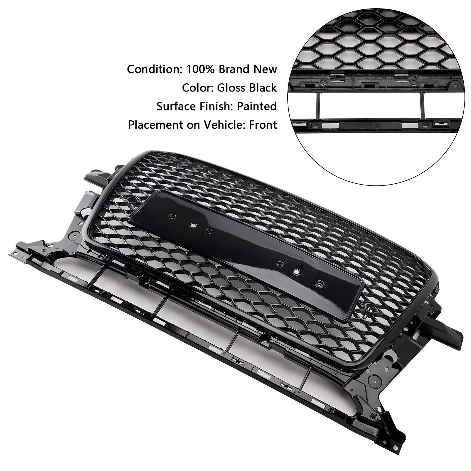 2013-2017 Audi Q5 SQ5 Gloss Black Front Honeycomb Bumper Grill Grill