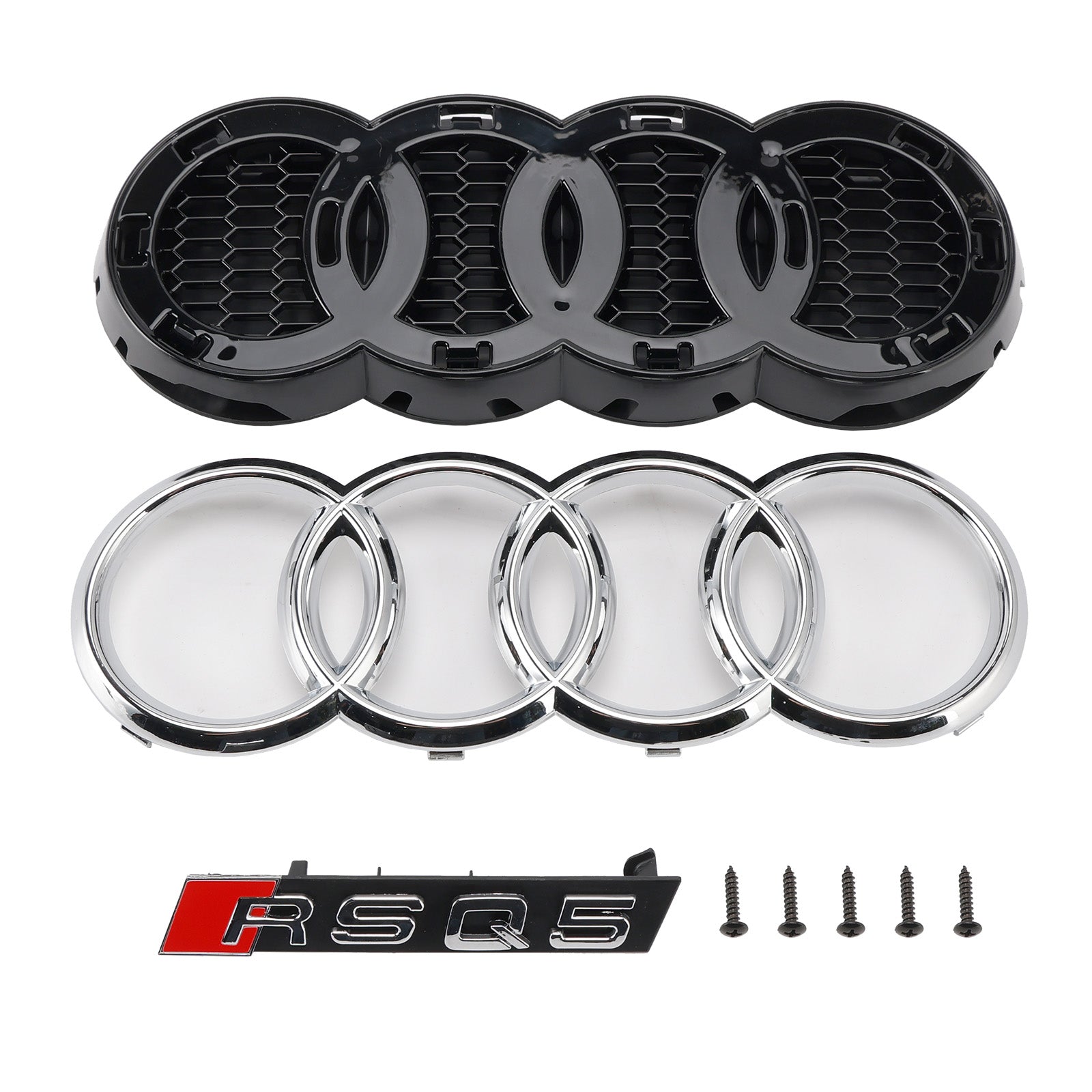 2013-2017 Audi Q5 SQ5 Parrilla de parachoques delantero en forma de panal, color negro brillante