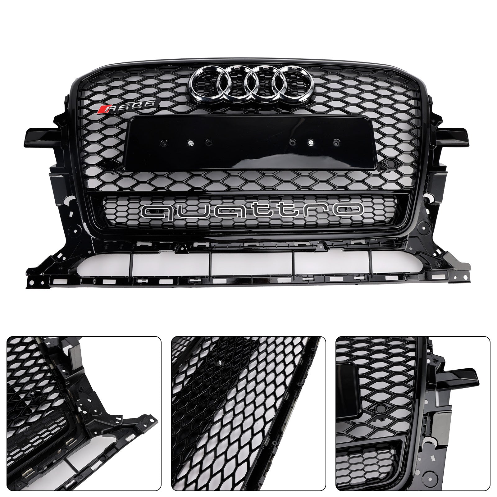 2013-2017 Audi Q5 Gloss Black Front Honeycomb Bumper Grille Grill