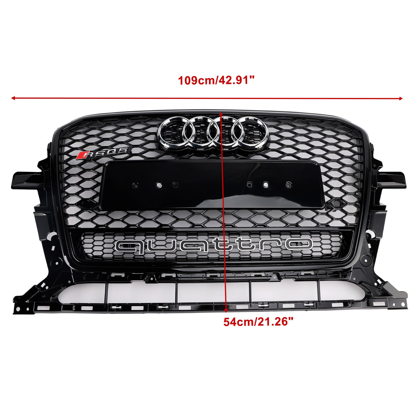 2013-2017 Audi Q5 Gloss Black Front Honeycomb Bumper Grille Grill