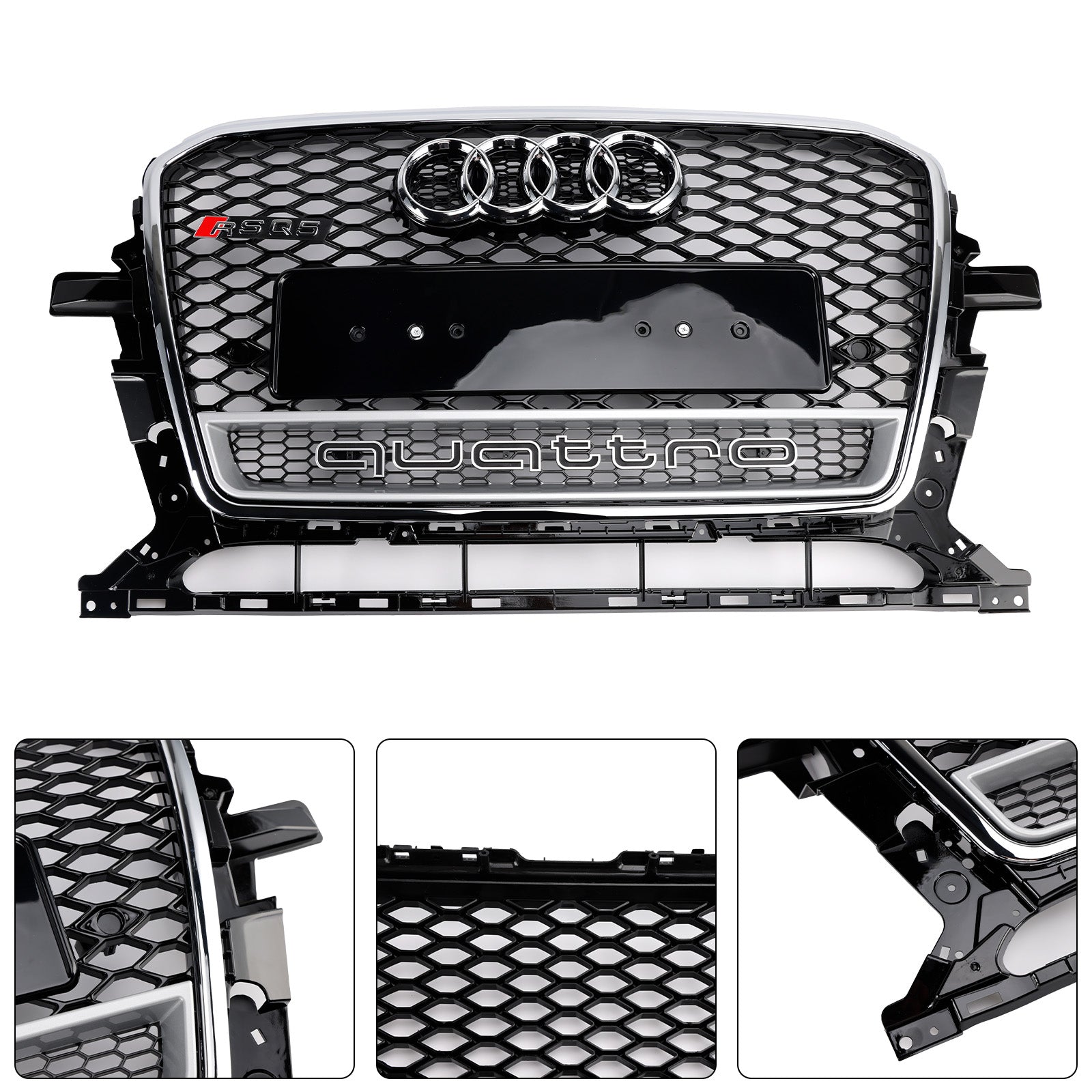 2013-2017 Audi Q5 Chrome/Black Front Honeycomb Pumper Grille Grill
