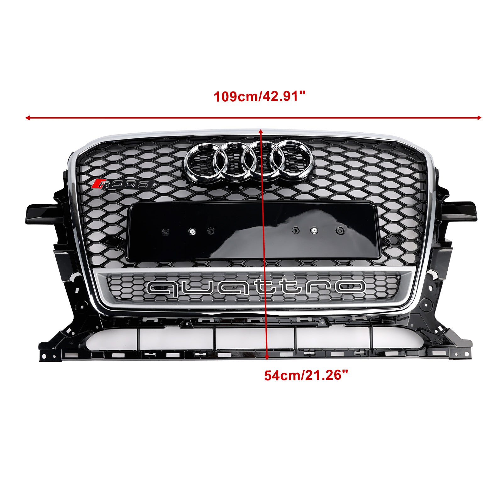 2013-2017 Audi Q5 Chrome/Black Front Honeycomb Pumper Grille Grill