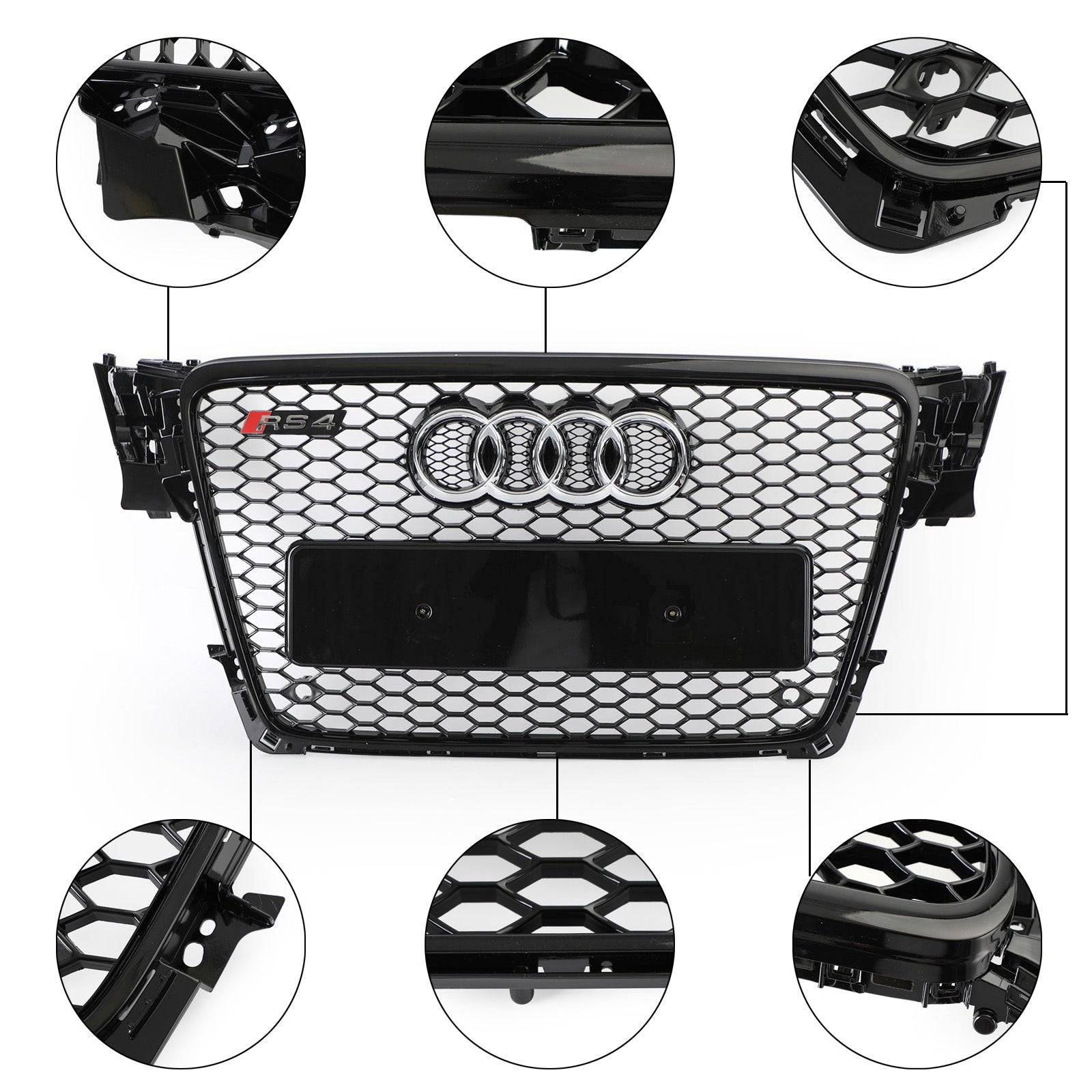 2009 2010 2011 2012 Audi A4/S4 B8 RS4 Style Honeycomb Sport Mesh Hex Grille Grill Black
