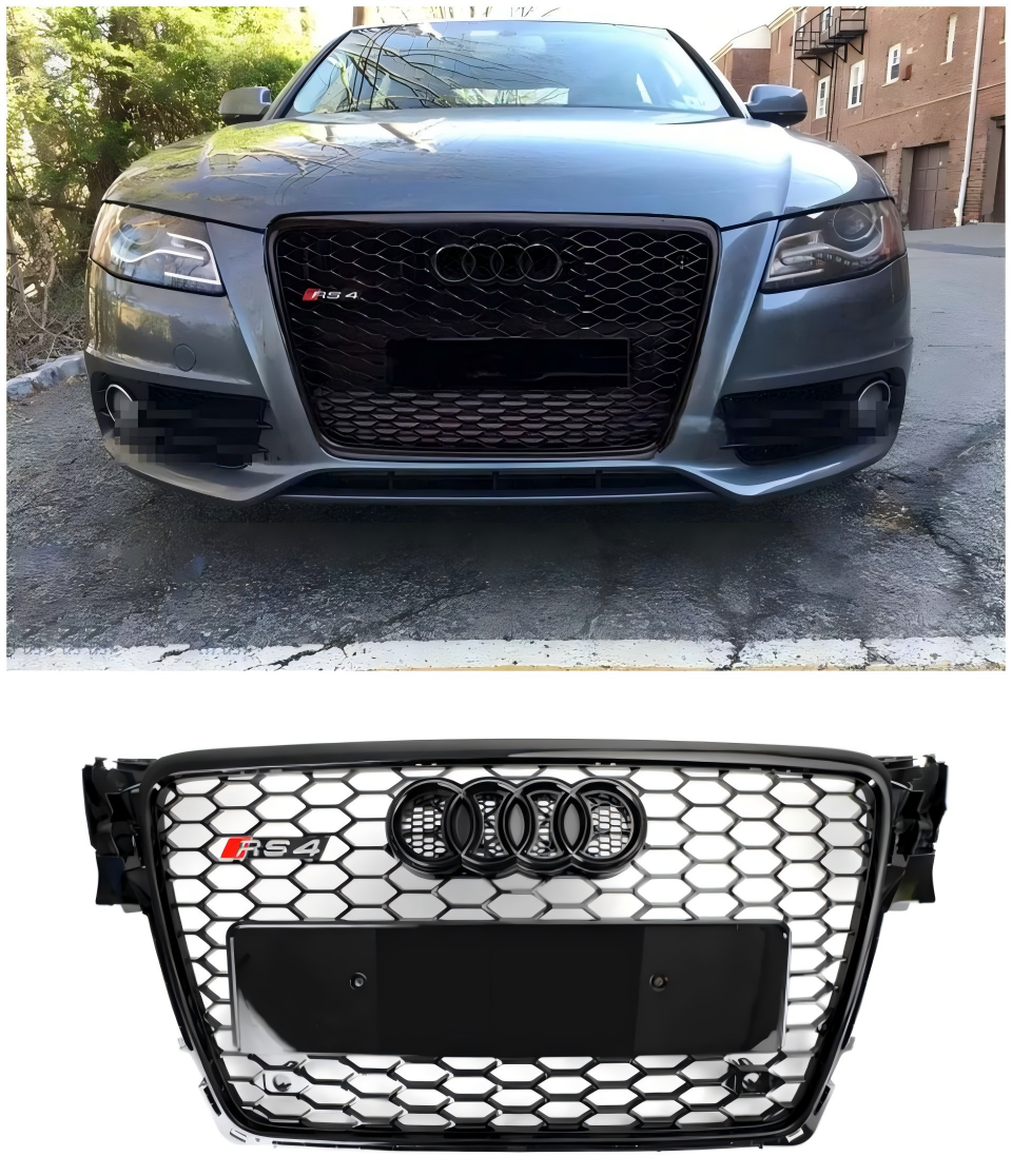2009-2012 Audi A4 B8 RS4-stil Honeycomb Sport Mesh Sexkantsgaller & Dimljus öppen ventilationsgaller