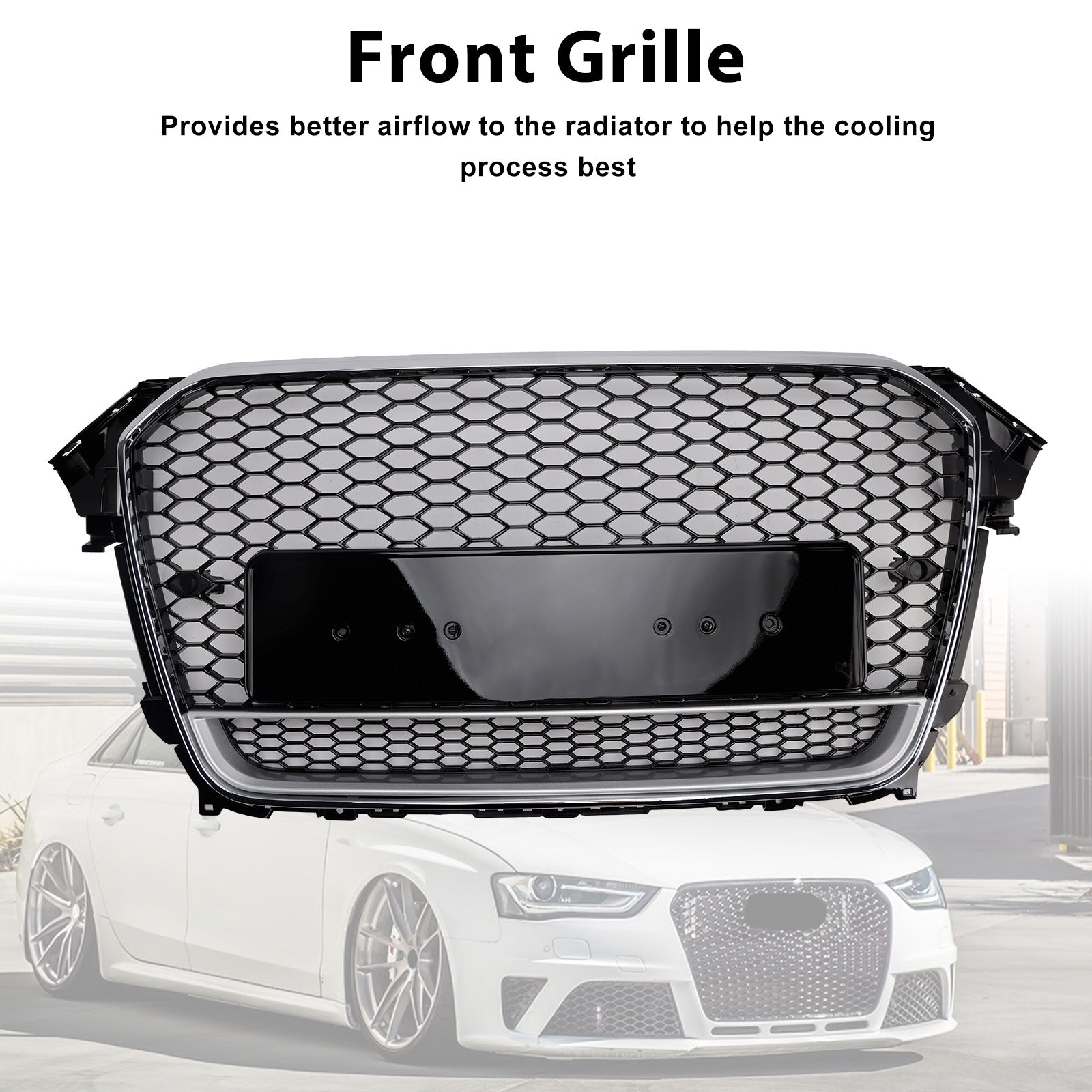 RS4 Style Front Bumper Grille Grill Fit Audi A4 S4 B8.5 2013-2016 com Quattro