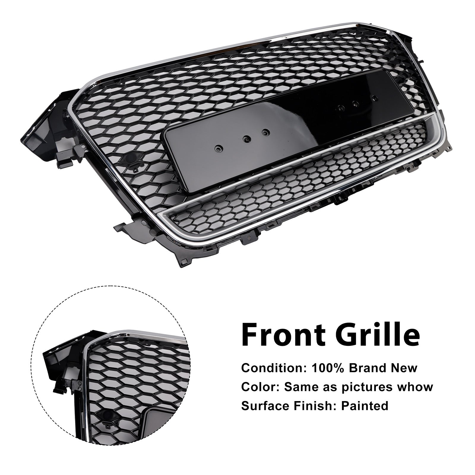 RS4 Style Front Bumper Grille Grill Fit Audi A4 S4 B8.5 2013-2016 com Quattro