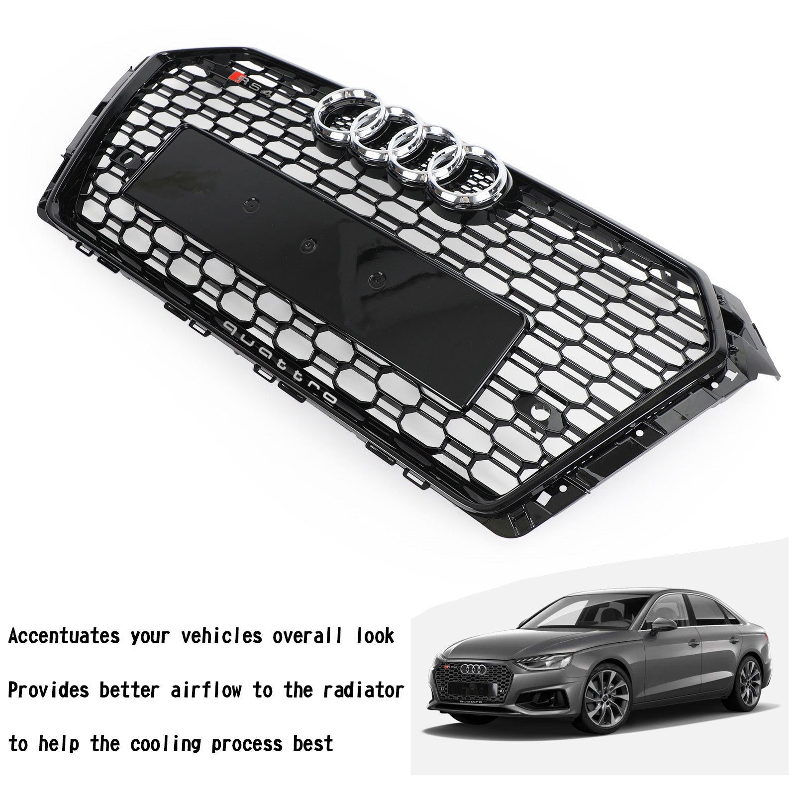 RS4 Style 2017 2018 Audi A4/S4 B9 Griglia a nido d'ape esagonale nera