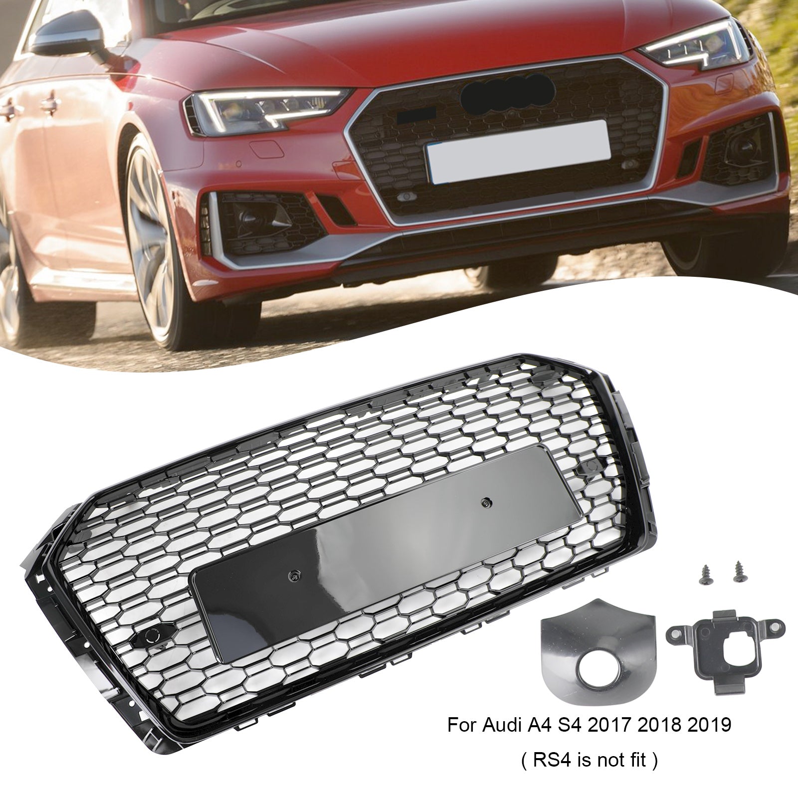 2017 2018 2019 Audi A4/S4 B9 RS4 Stijl Honingraat Mesh Hex Grille Grill Zwart