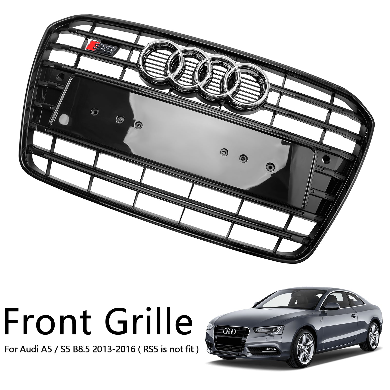 Griglia per paraurti anteriore stile Audi A5 S5 B8.5 S5 2012-2015 nera