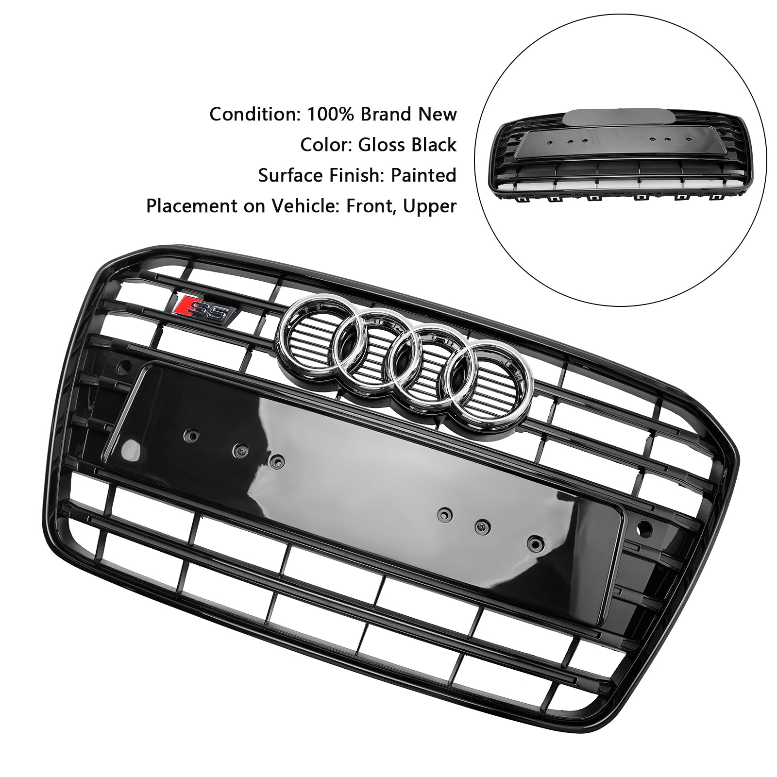Griglia per paraurti anteriore stile Audi A5 S5 B8.5 S5 2012-2015 nera