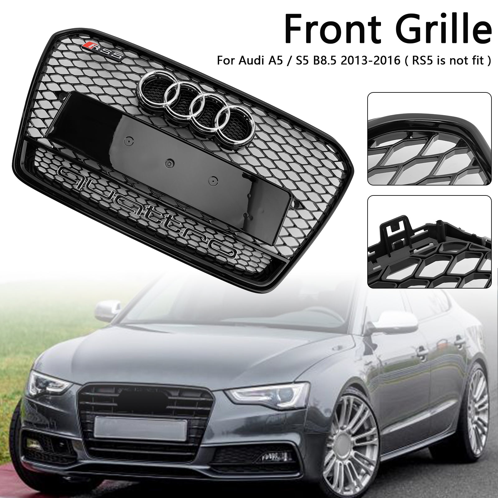2013 2014 2015 2016 Audi A5 S5 B8.5 RS5 Style Grille de pare-chocs avant en nid d'abeille