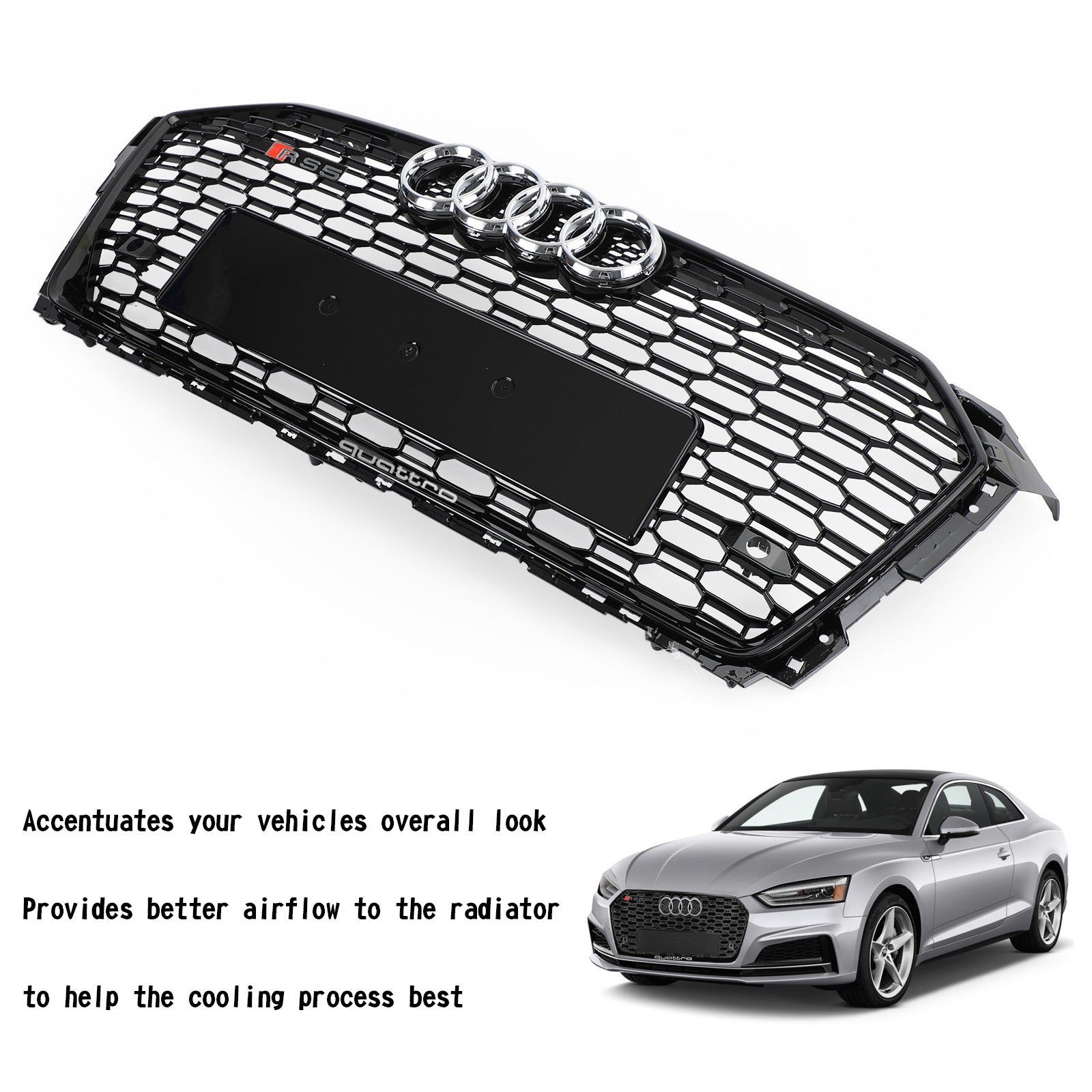 2017–2019 Audi A5/A5 Quattro/A5 Sportback/S5 Grillstil Honeycomb Sport Mesh Sekskantgrill 8W6-853-651-AB-FUQ