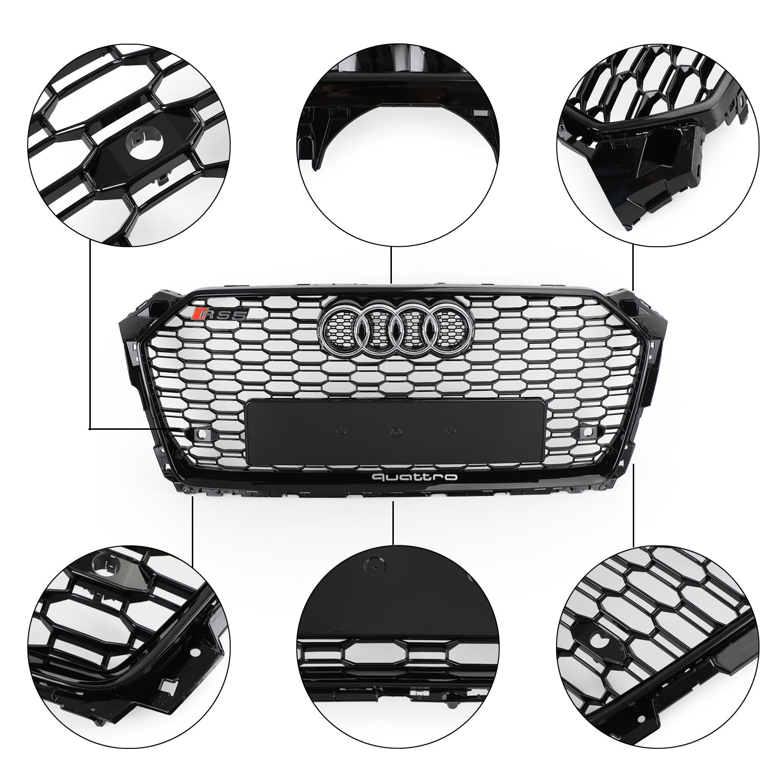 2017 2018 2019 Audi A5 S5 B9 RS5 štýl Honeycomb Sport Mesh Hex Grille Grill Grill