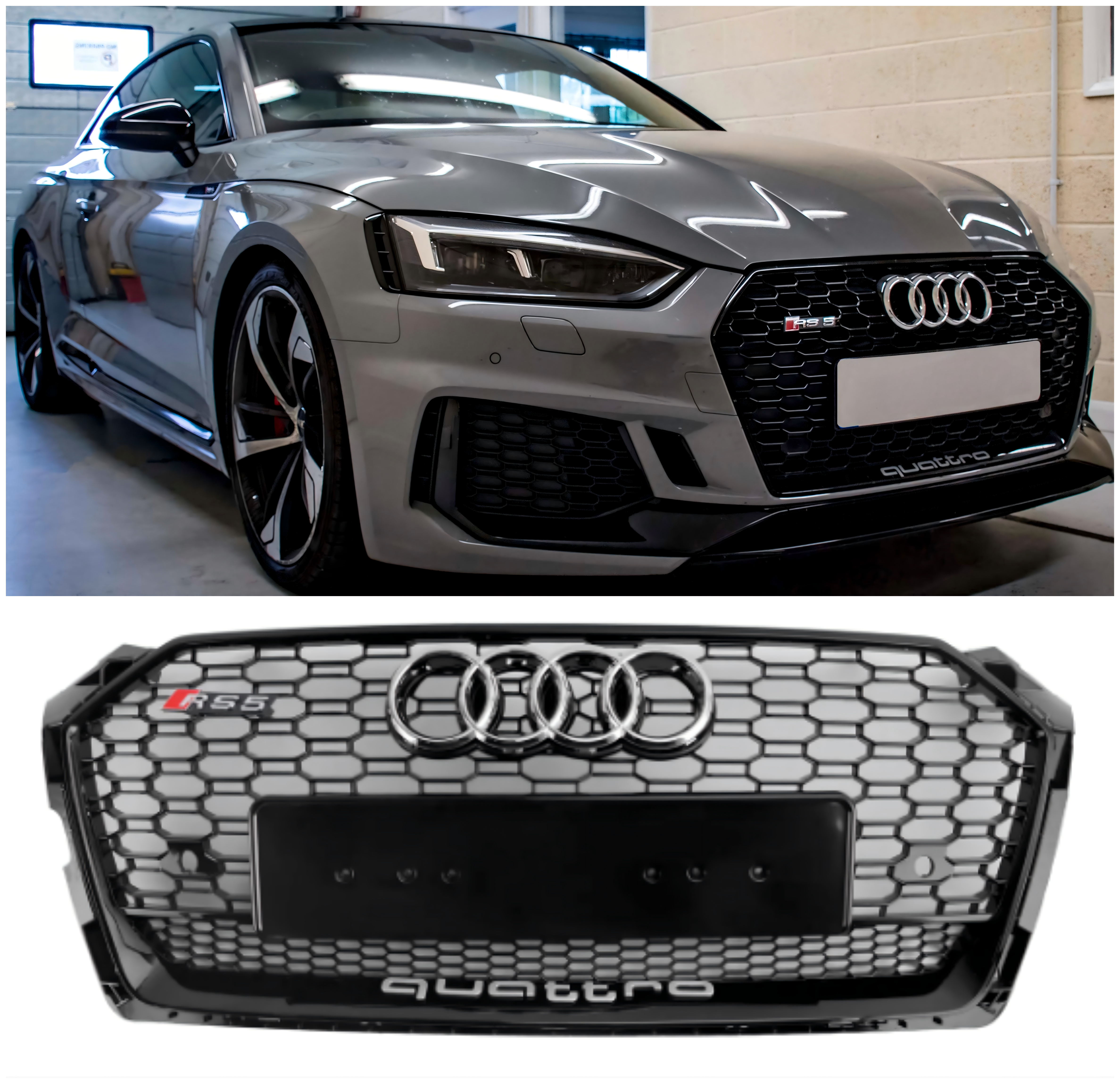 2017-2019 Audi A5 S5 B9 RS5 štýl Honeycomb Sport Mesh Hex Grill Grill
