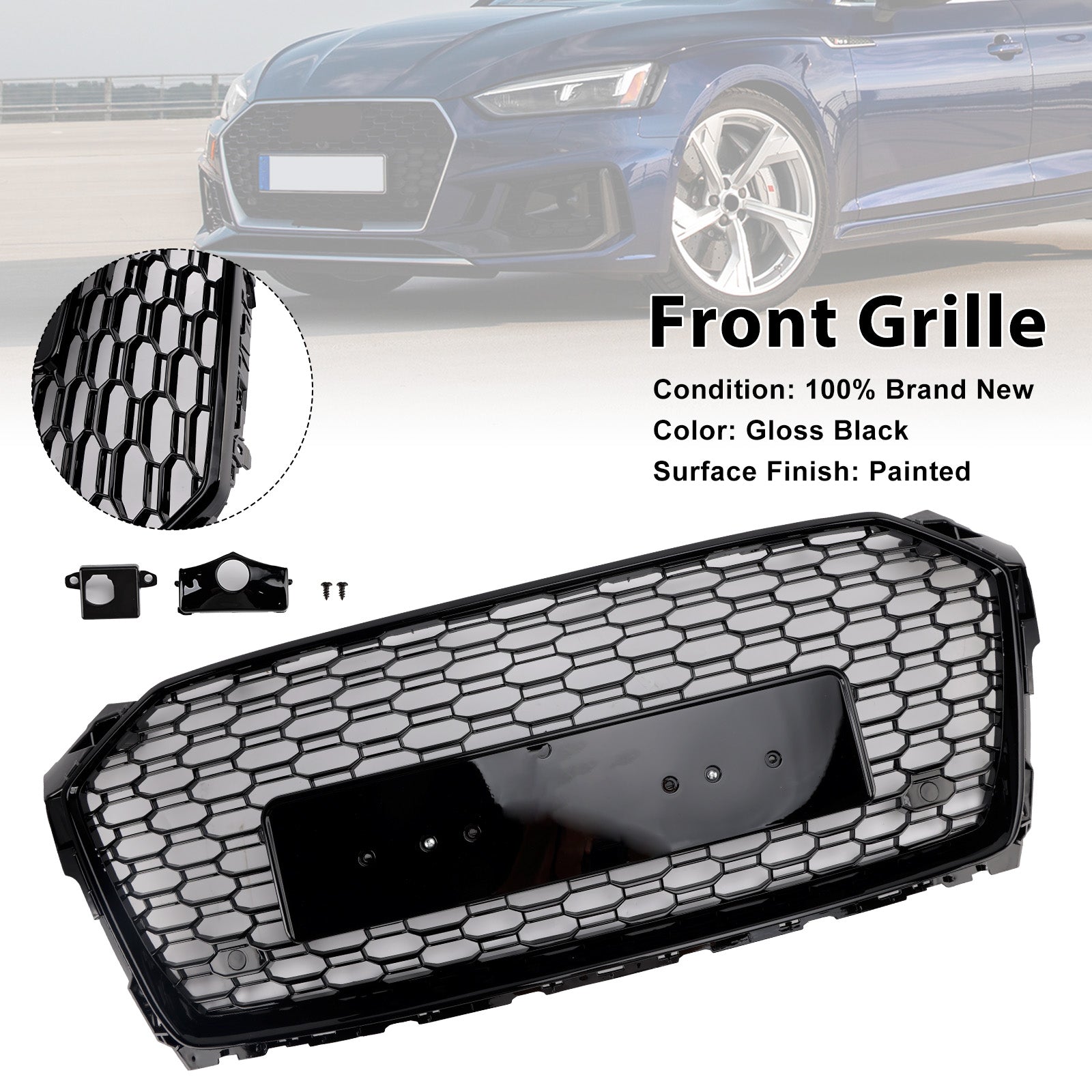 Calandre avant en nid d'abeille style sport Audi A5 S5 B9 RS5 2017-2019 8W6853651ABFUQ