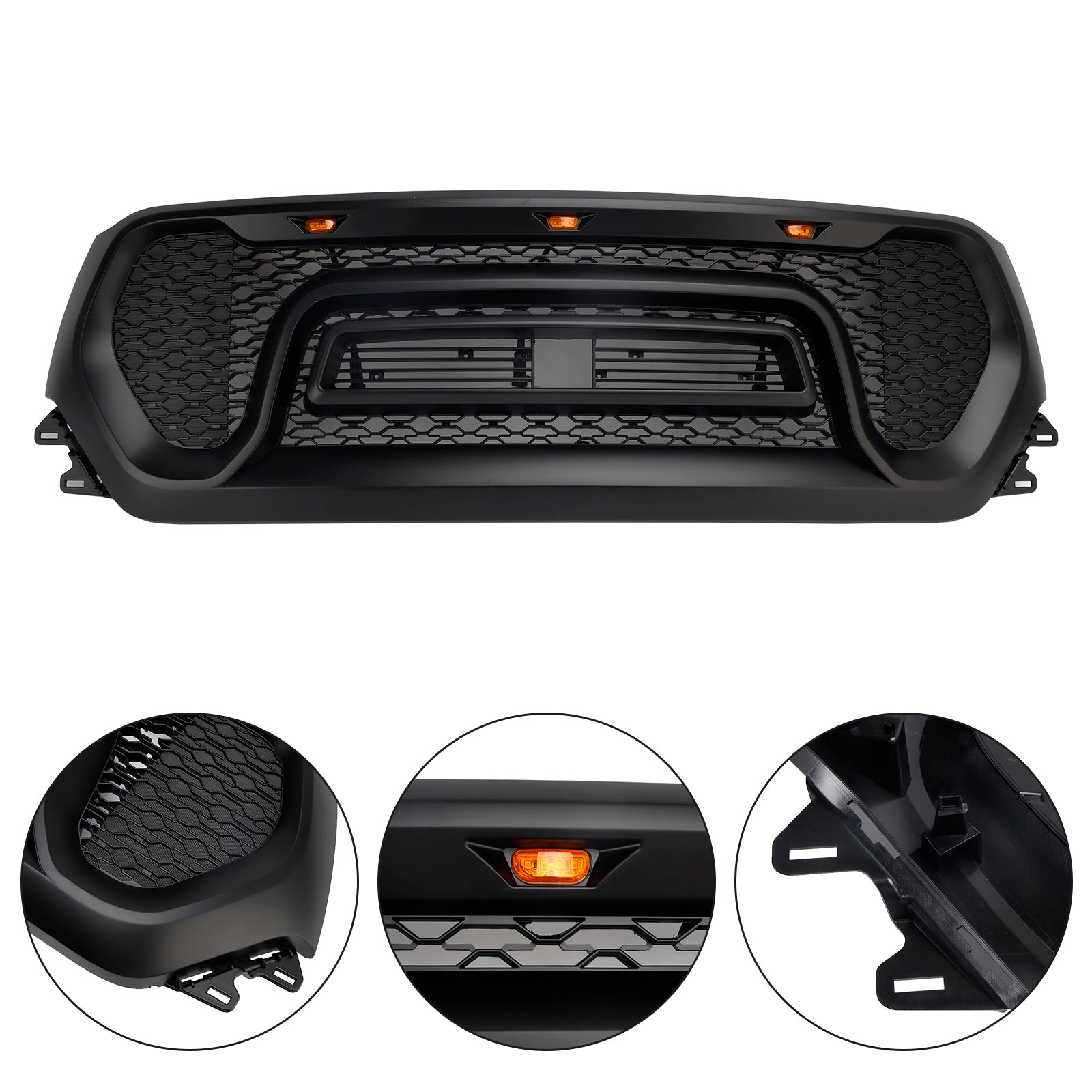 2019-2024 Dodge Ram 1500 Black Front Honeycomb Upper Hood Grille Grill