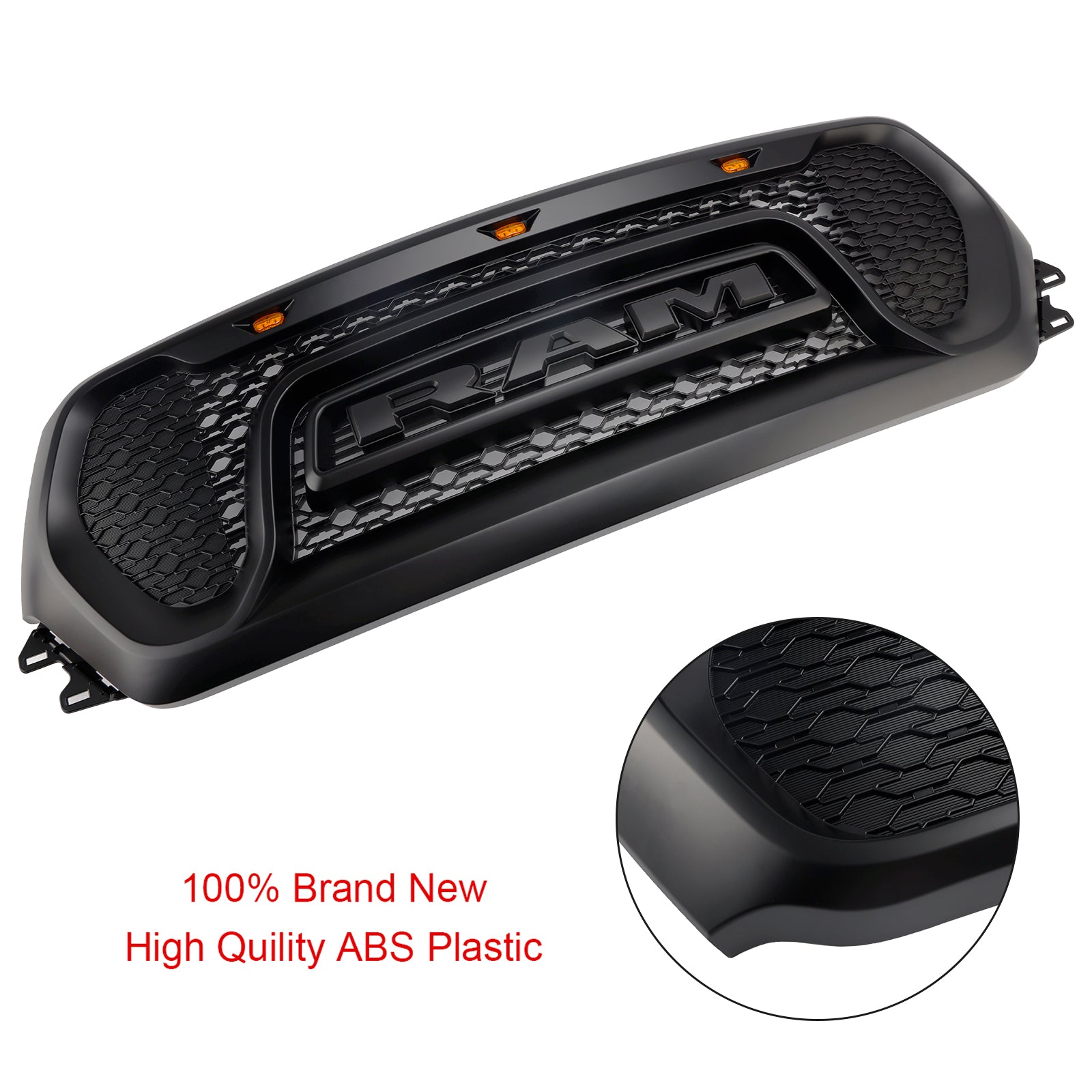 2019-2024 Dodge Ram 1500 Black Front Honeycomb Upper Hood Grille Grill