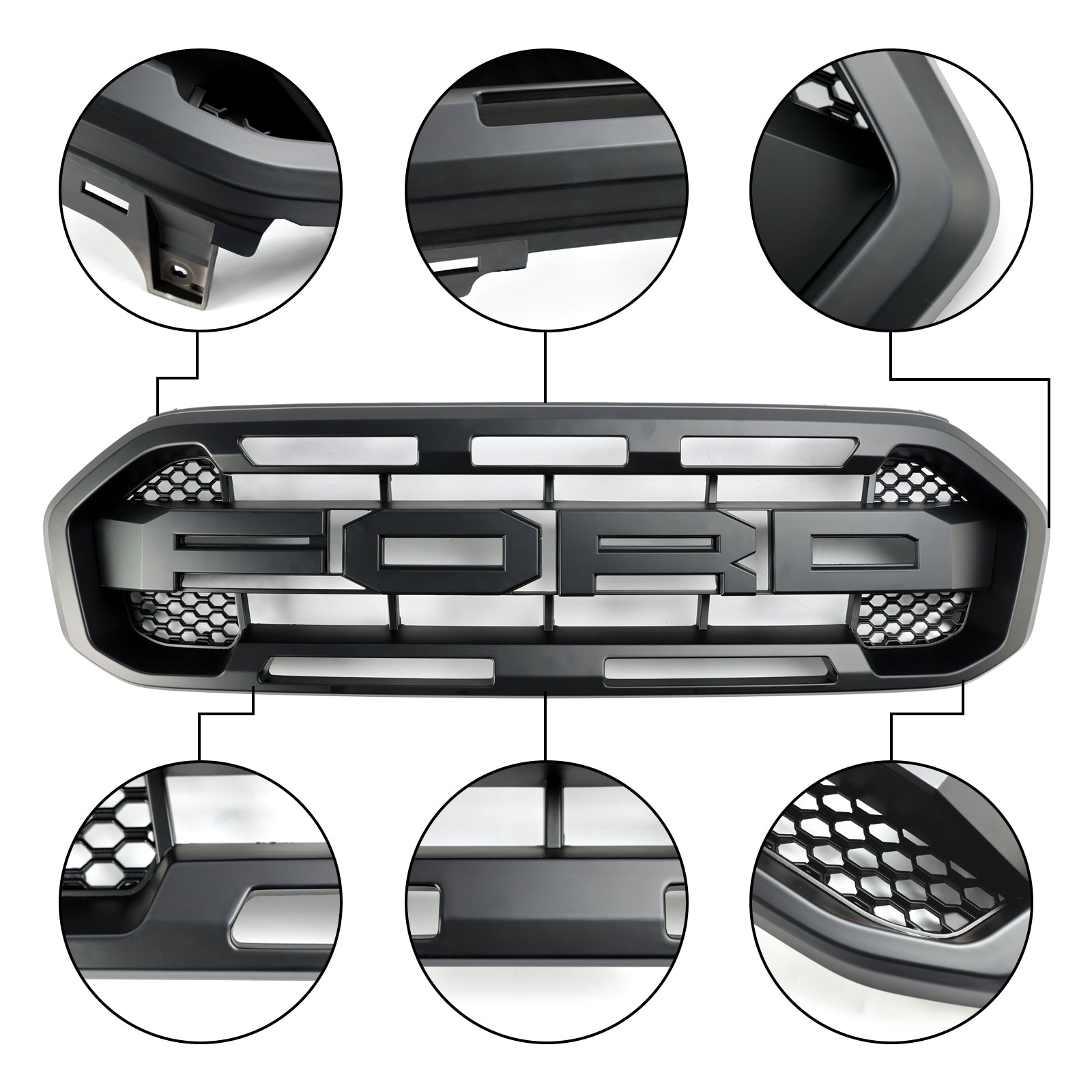 Parrilla de parachoques delantero estilo Raptor negro Ford Ranger 2019-2023
