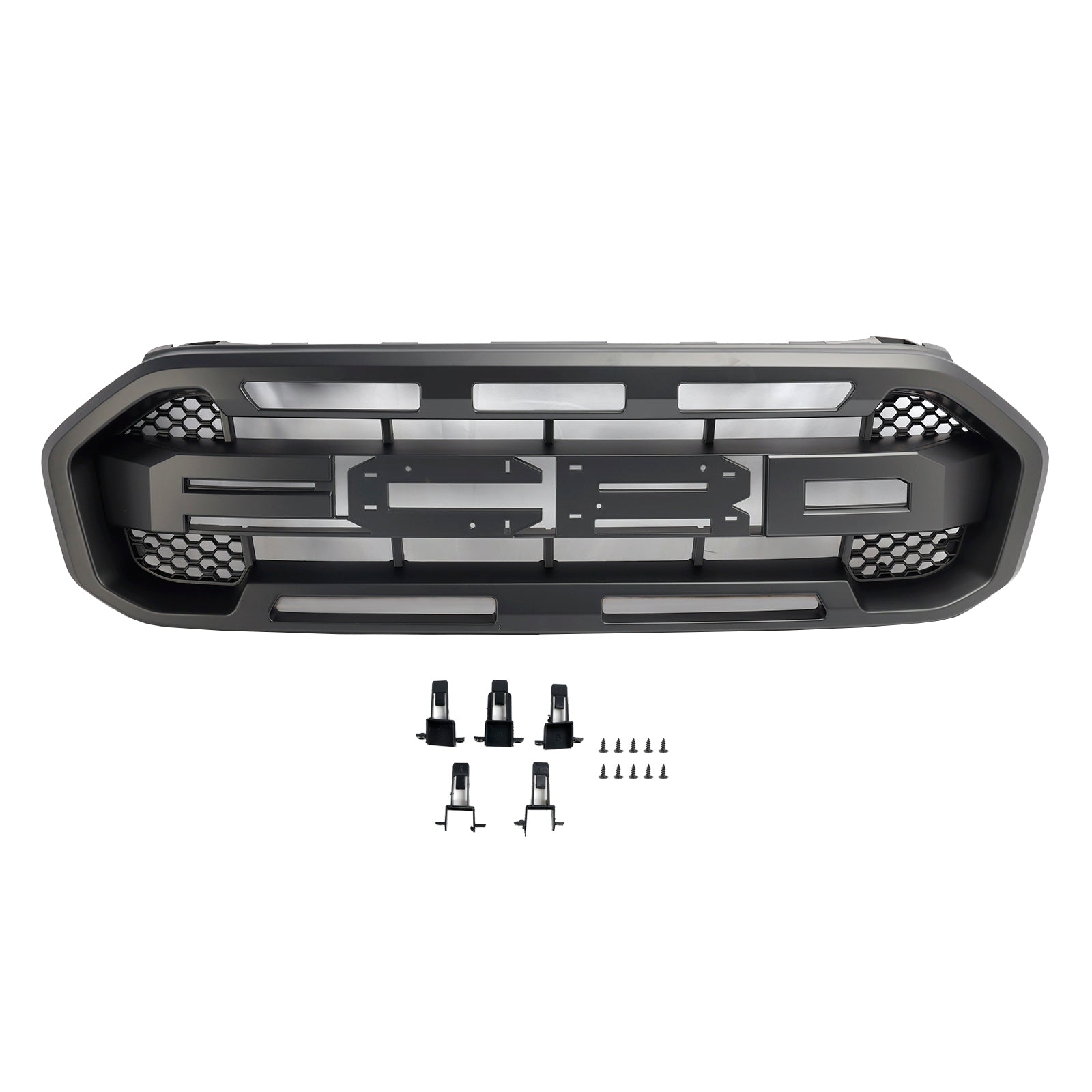 Parrilla superior 2019-2023 (con letras) Parrilla de parachoques delantero estilo Raptor compatible con Ford Ranger negro