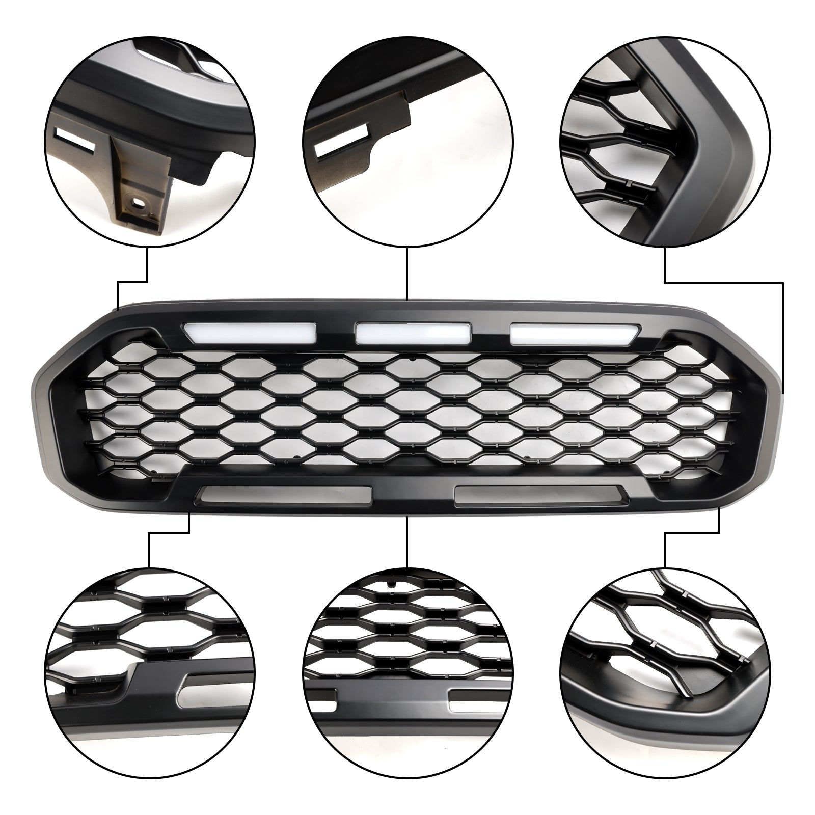 2019-2023 Ford Ranger T8 voorbumpergrille zwart met LED-licht