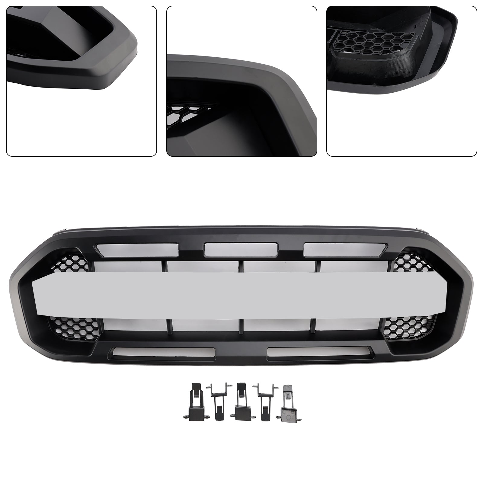 2019-2023 Ford Ranger W/White led Raptor Style Front Bumper Grill Grille Black