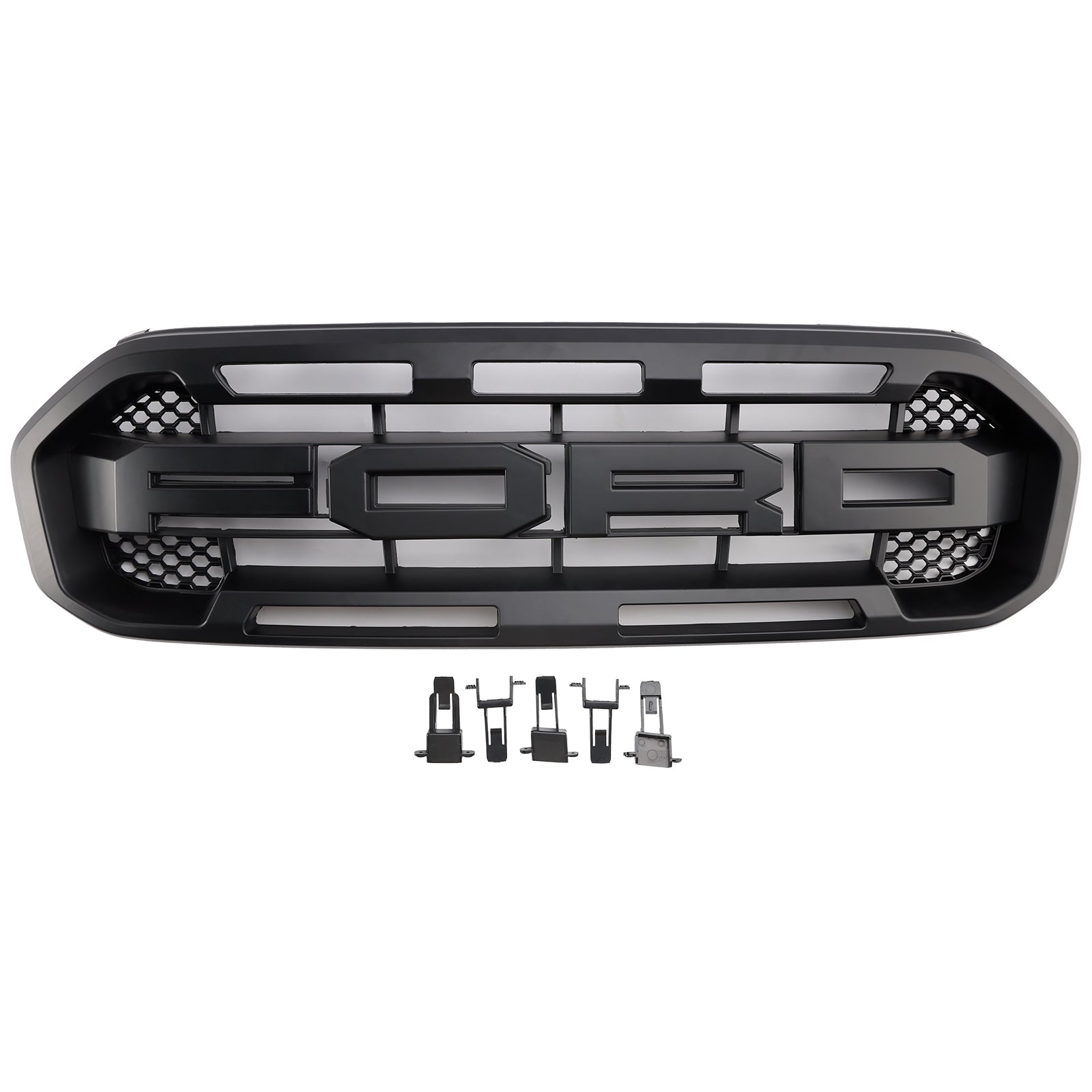 Raptor Style Front Challed Grille Grill Fit Ford Ranger 2019-2023 Black