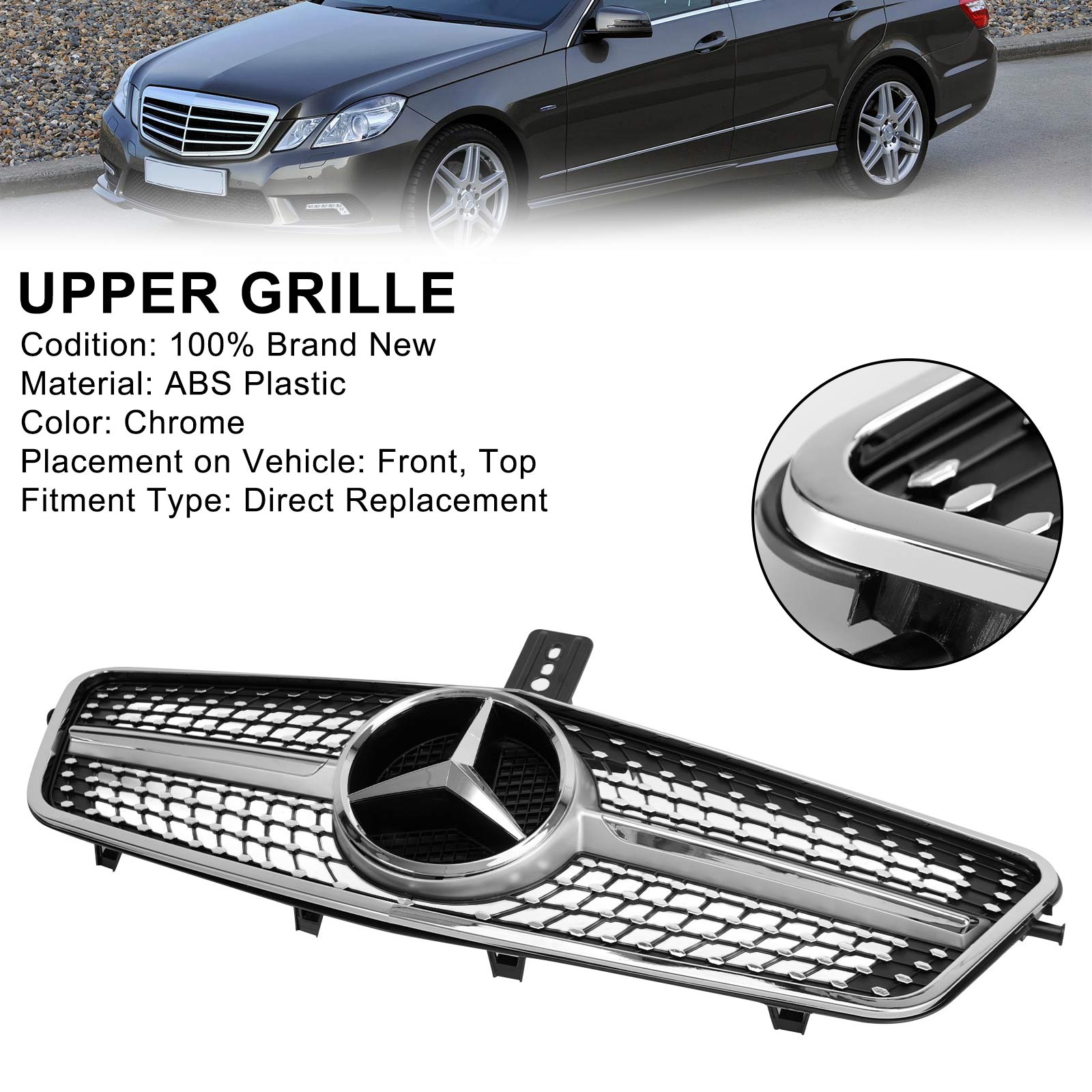 Mercedes-Benz 2010-2013 W212 Parrilla delantera de diamante Clase E E350 E550