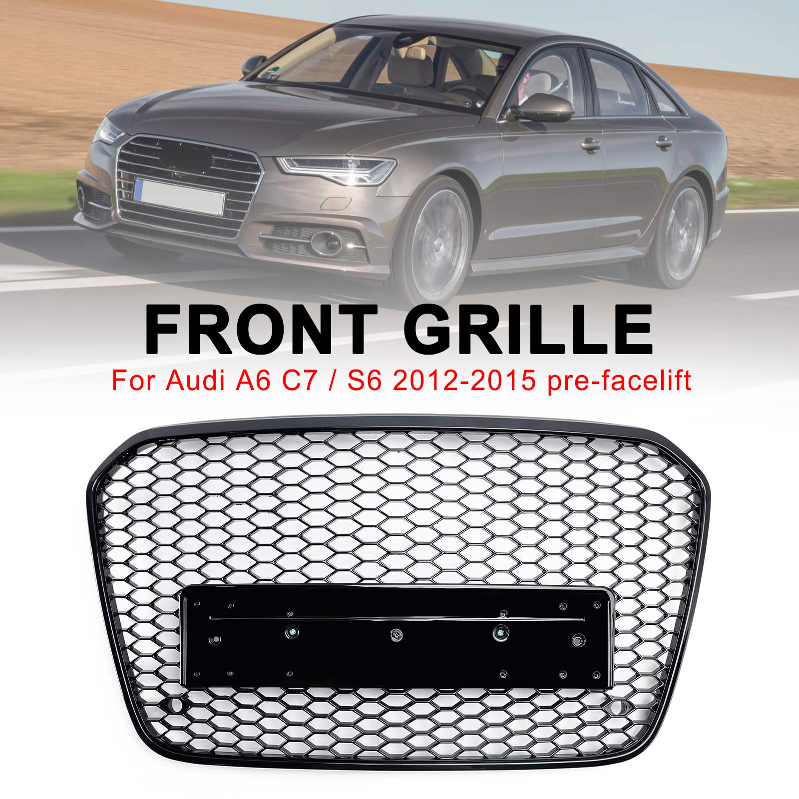 2012-2015 Audi A6 C7 S6 RS6 Stijl Honingraat Voorbumper Grille Grill