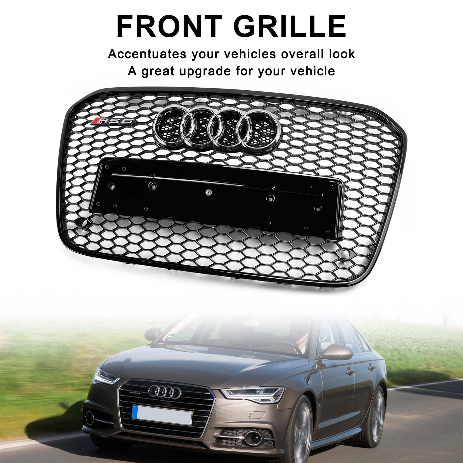 2012 2013 2014 2015 Audi A6 C7 S6 RS6 Style Honeycomb Front Bumper Grille Grill