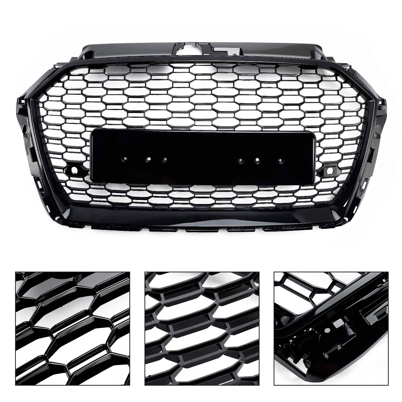 2017 2018 2019 Audi A3 8V RS3 Honeycomb Mesh Mesh Front Bumper Grille Black