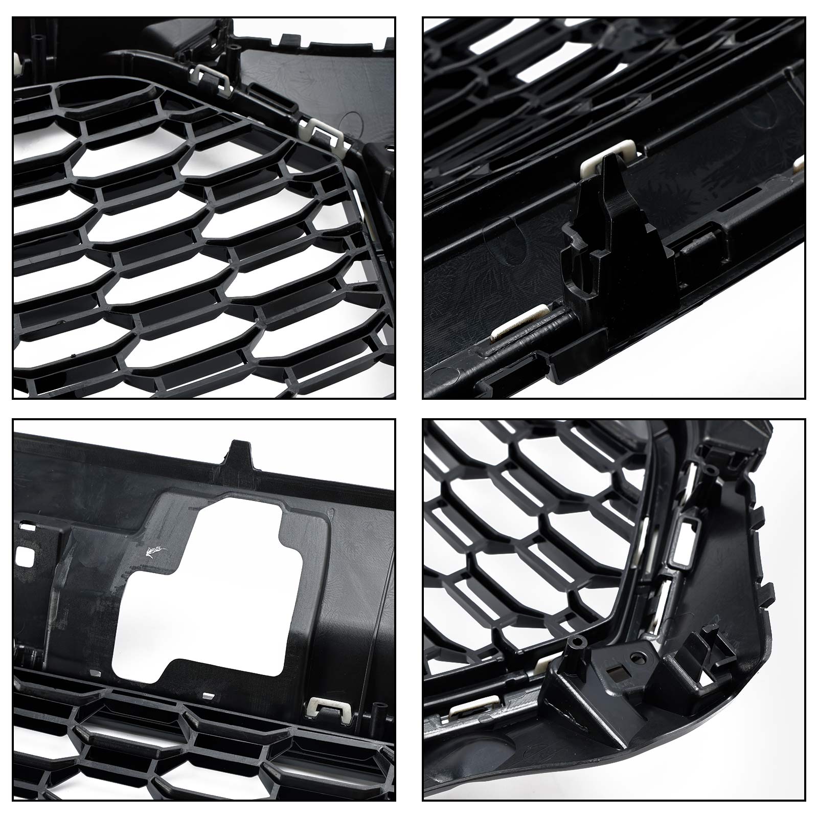Parrilla de parachoques delantera tipo panal para Audi Q5 2013-2017, cromada/negra