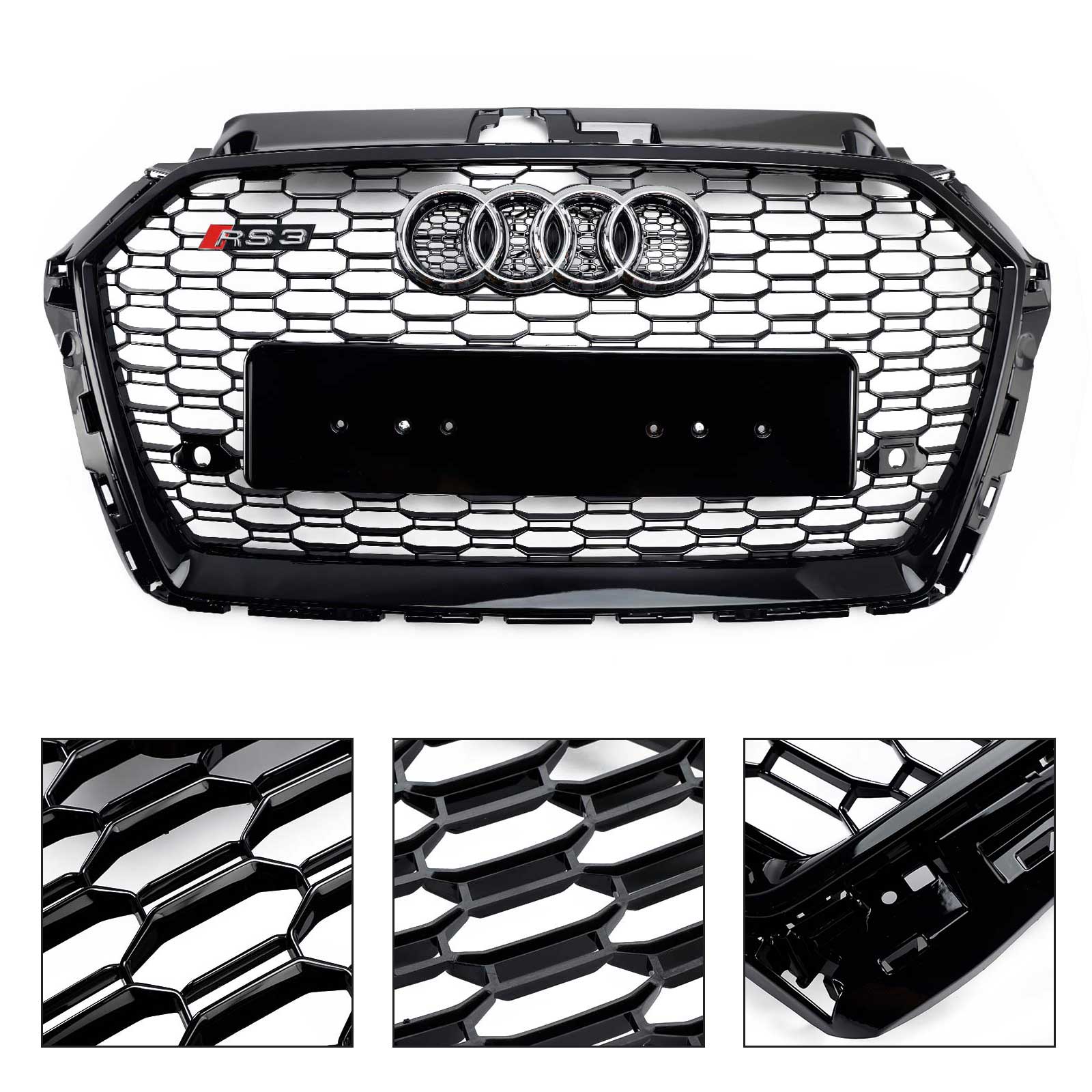 2017-2019 Audi A3 8V RS3 štýl Honeycomb Mesh Front Bumper Grille Black