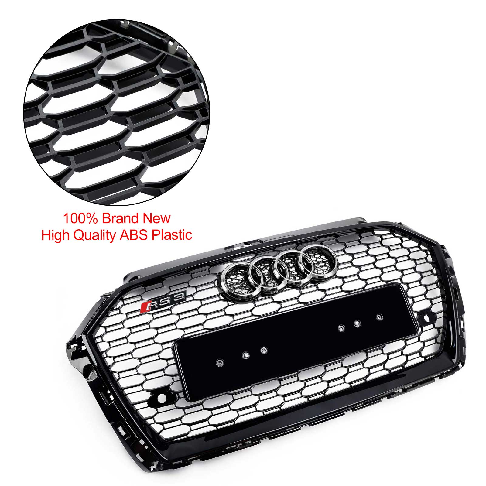 2017-2019 Audi A3 8V RS3 štýl Honeycomb Mesh Front Bumper Grille Black